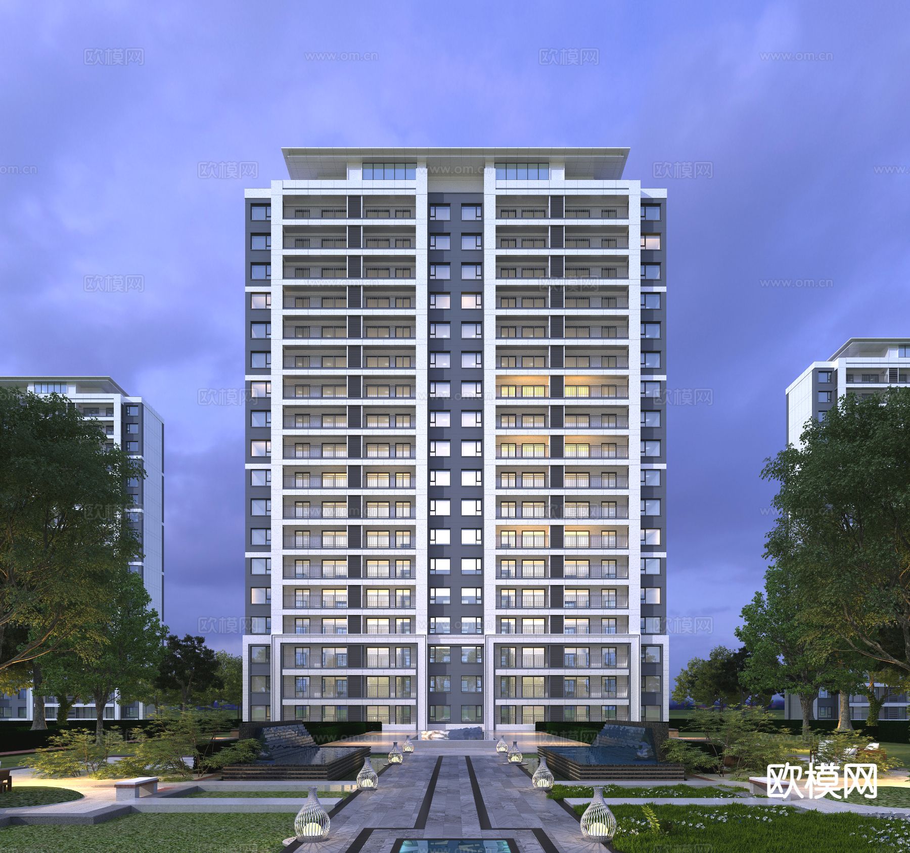 高层住宅楼外观3d模型下载