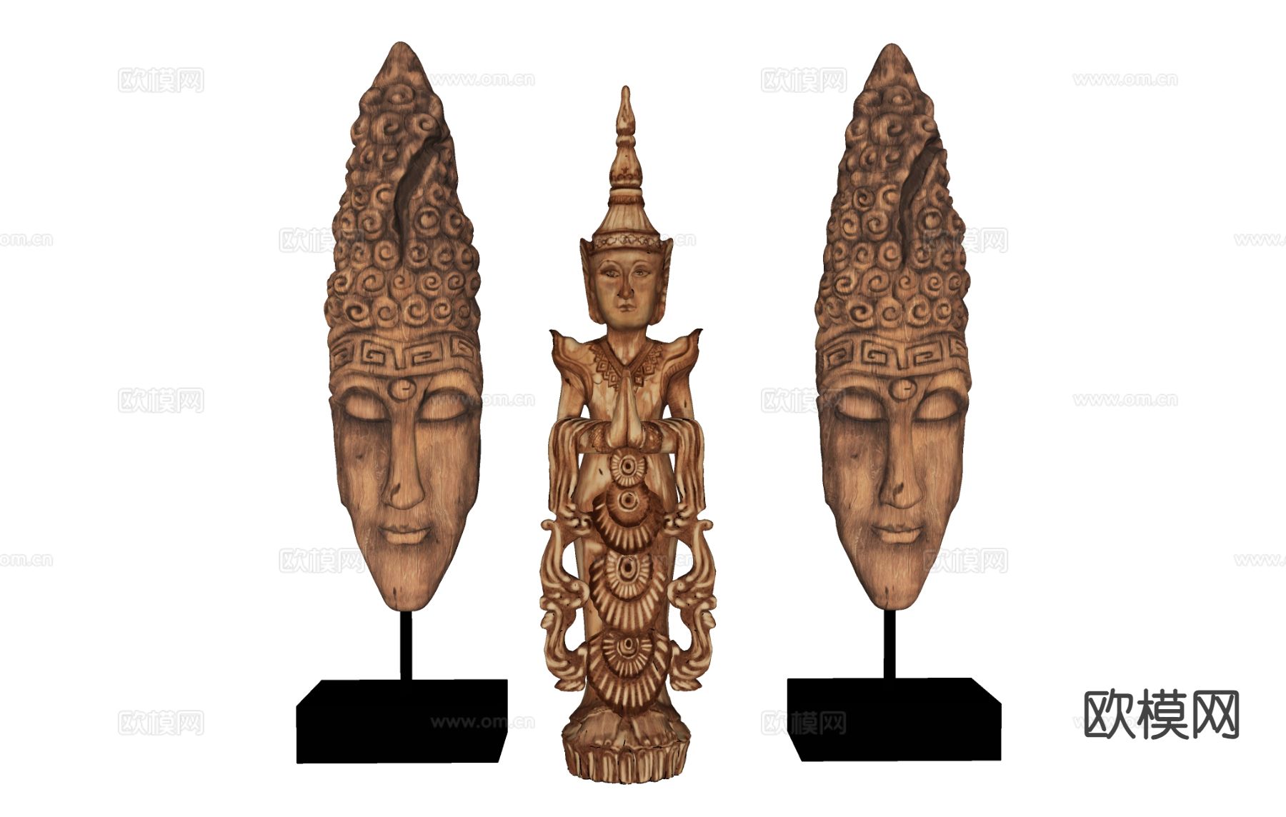 东南亚菩萨 秣菟罗佛头 佛像雕塑su模型下载（渲染图1）