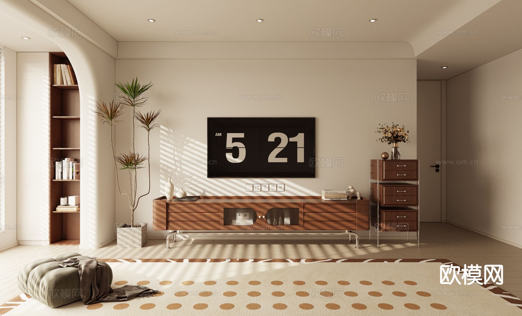 侘寂风电视背景墙3d模型下载