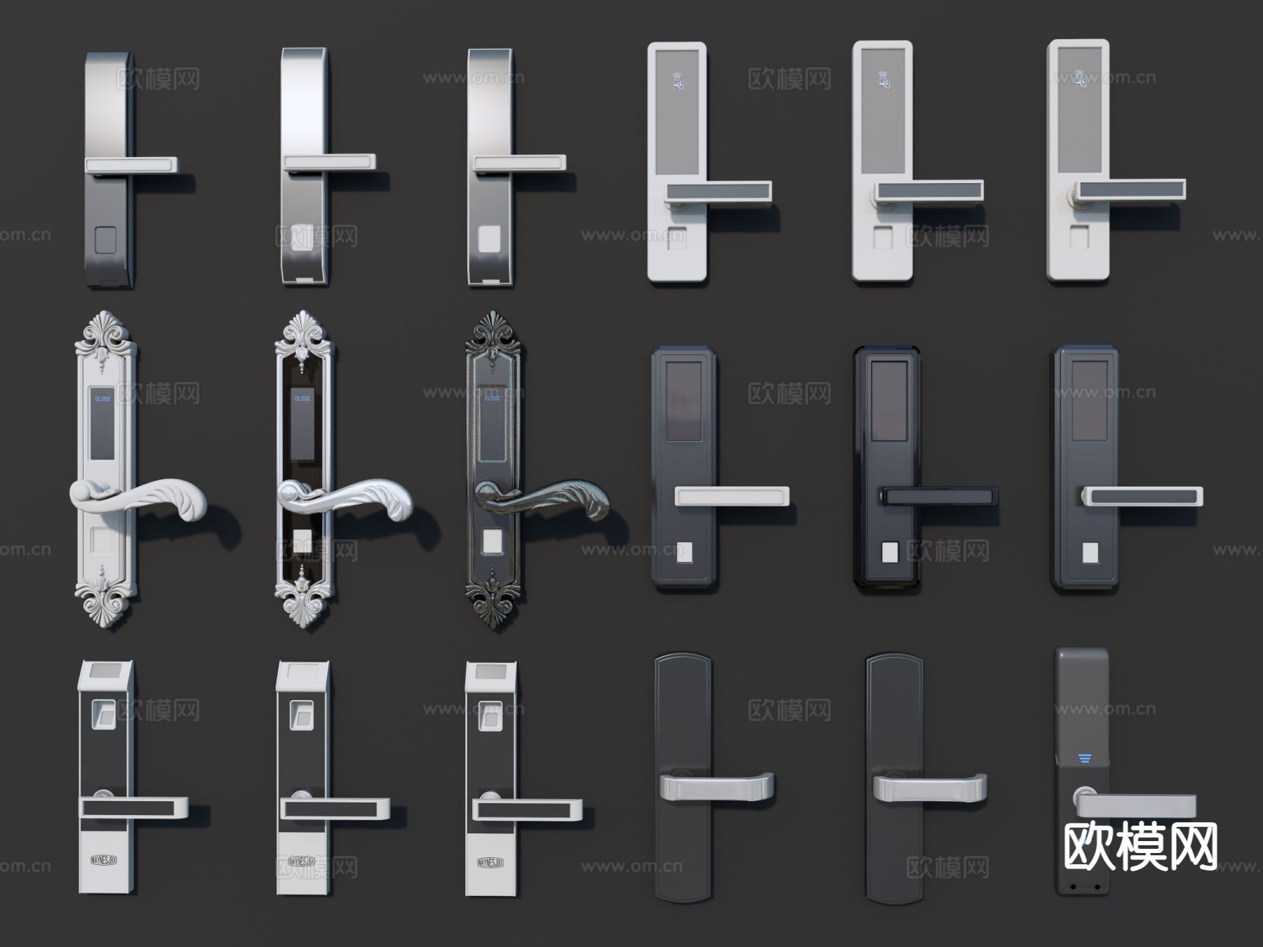 美式门把手 智能门把手3d模型下载