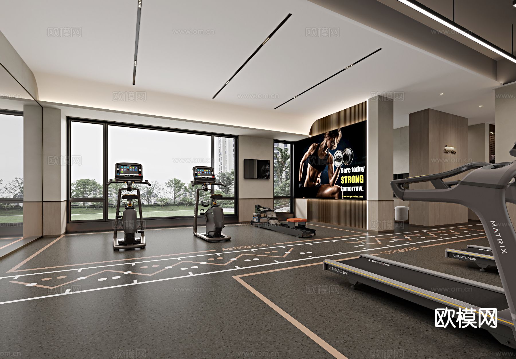 现代健身房3d模型下载（渲染图3）