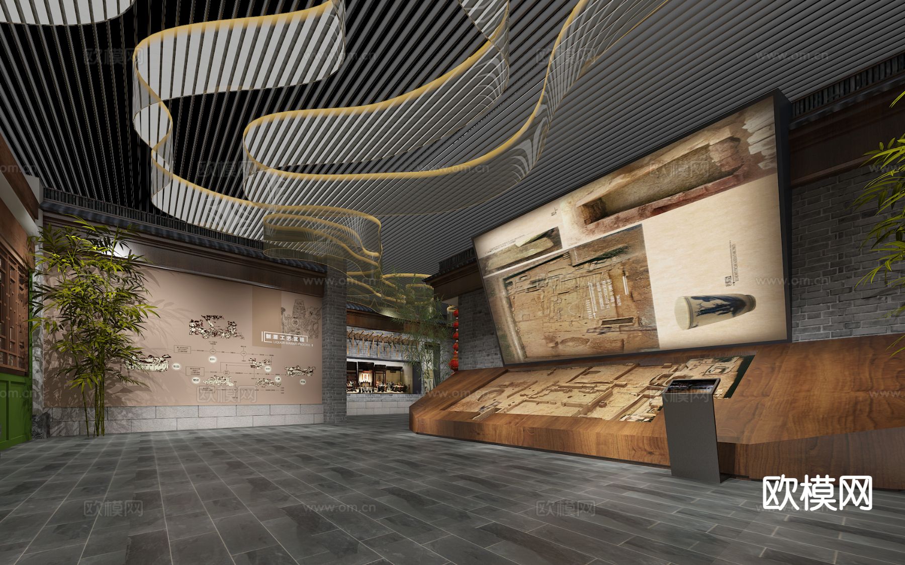 新中式博物馆3d模型下载