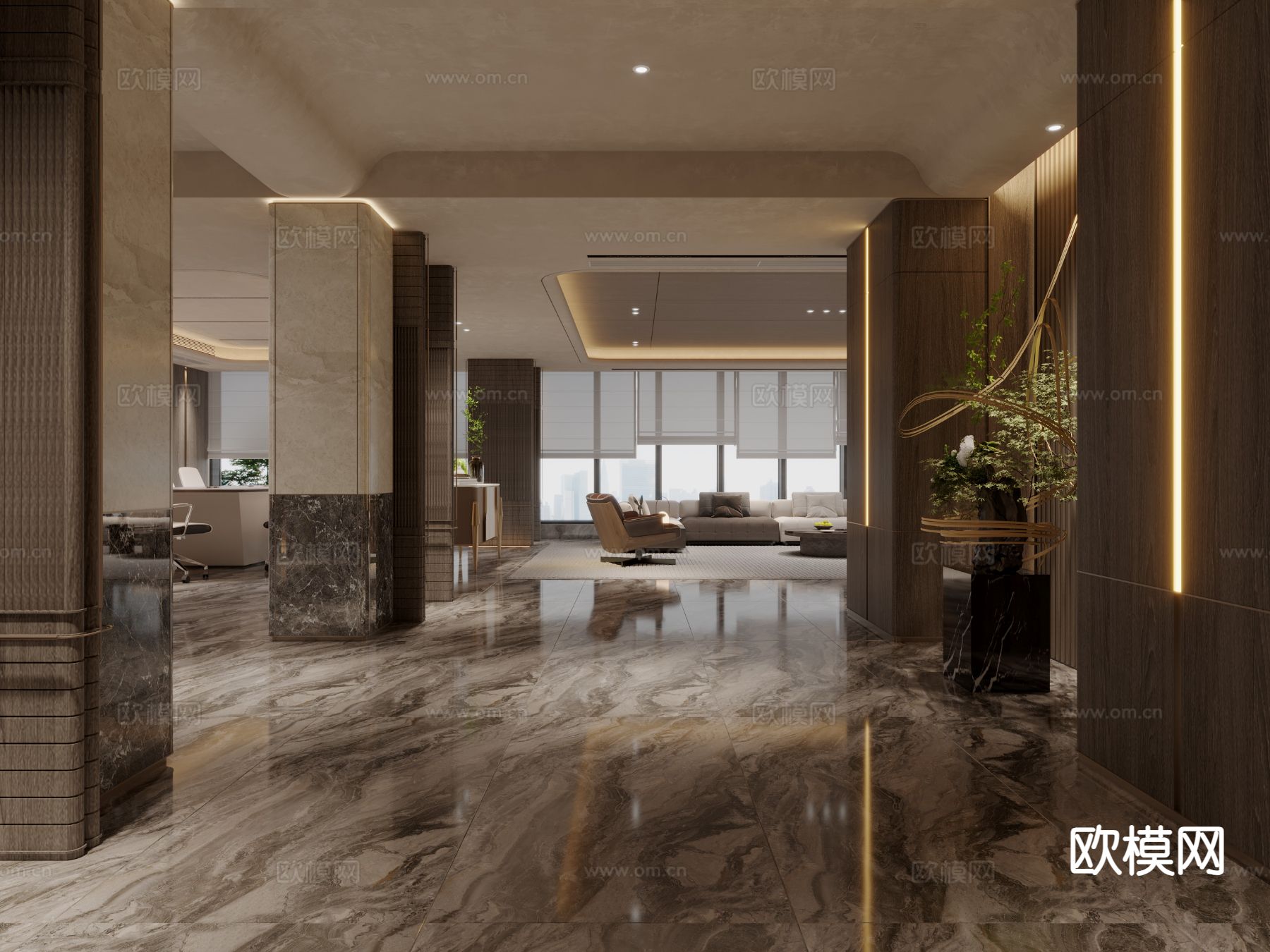 新中式私人会所3d模型下载（渲染图6）