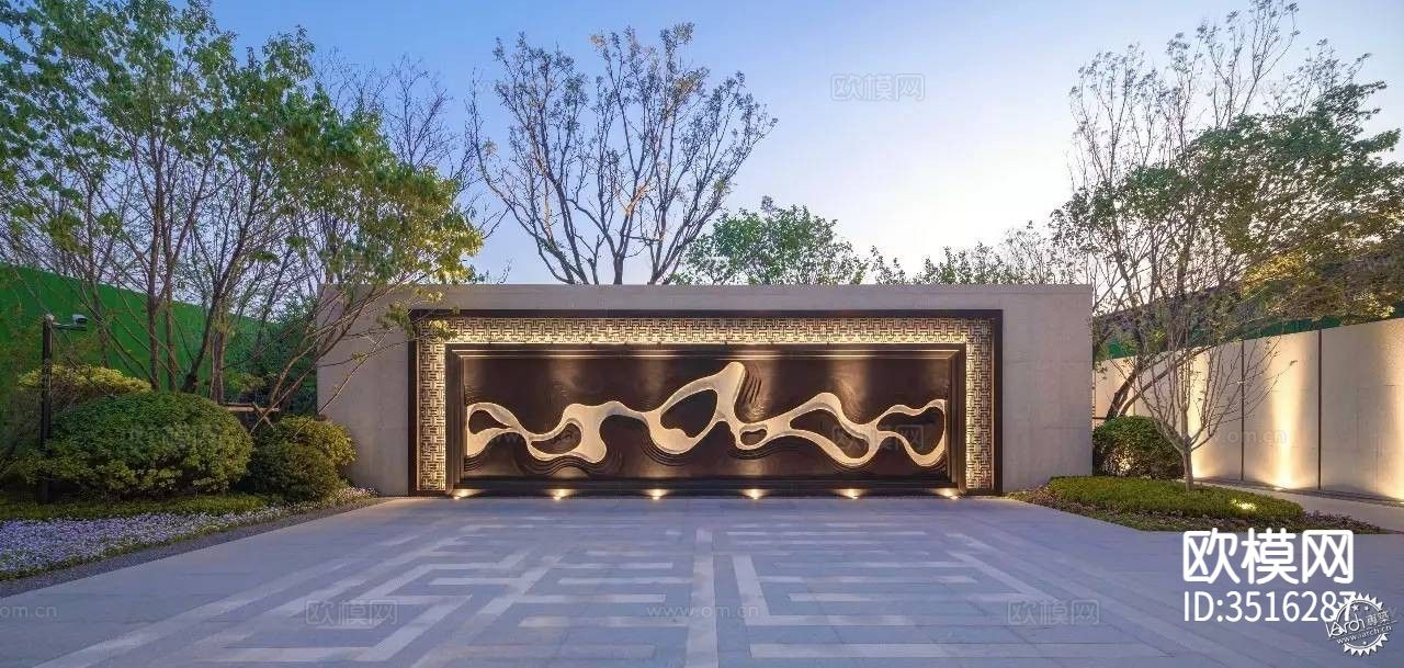 创意景墙大样图下载（渲染图4）