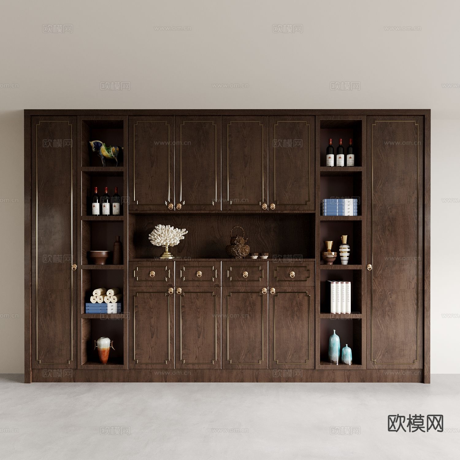 中式装饰柜3d模型下载