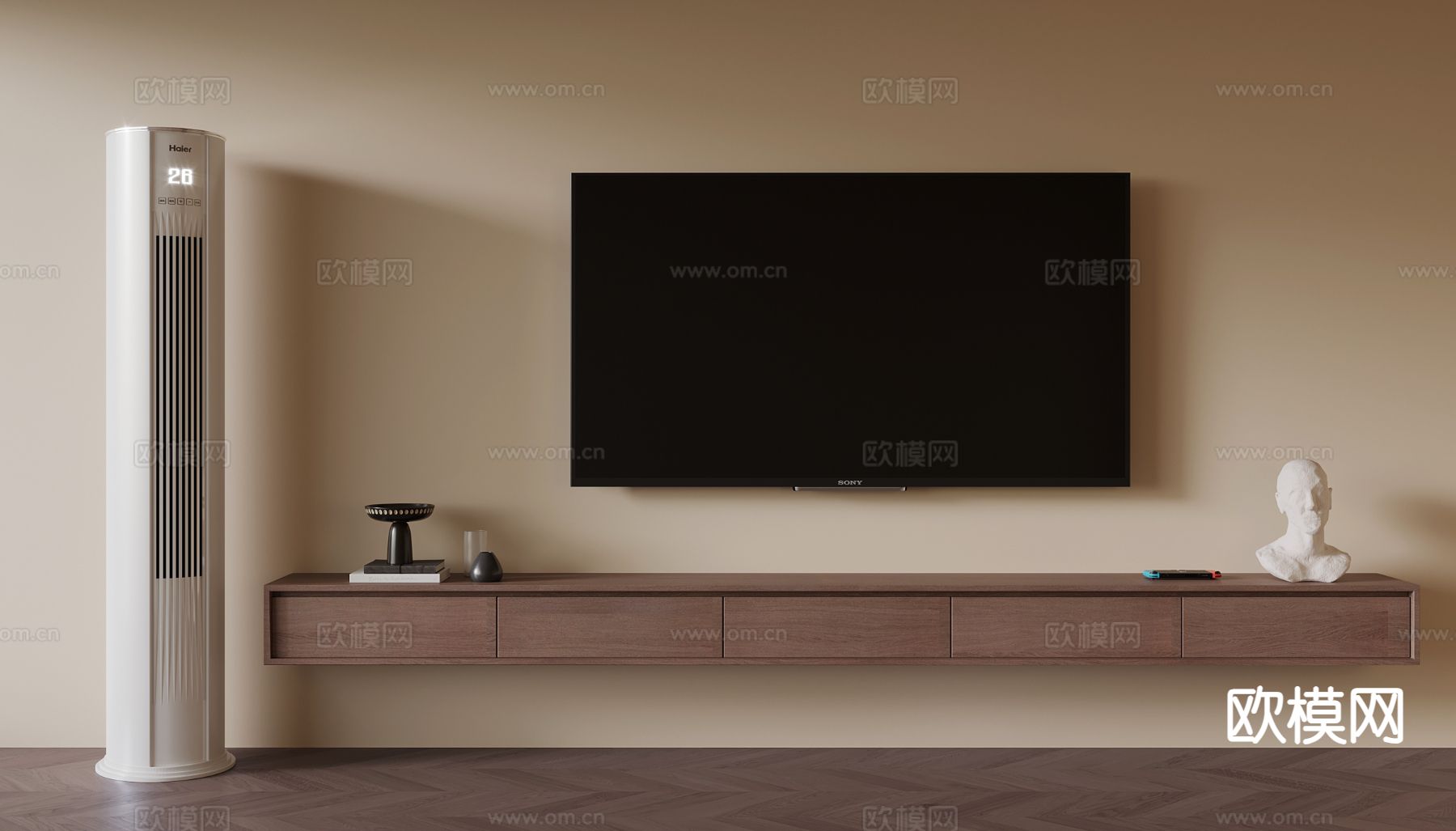 中古风电视柜3d模型下载