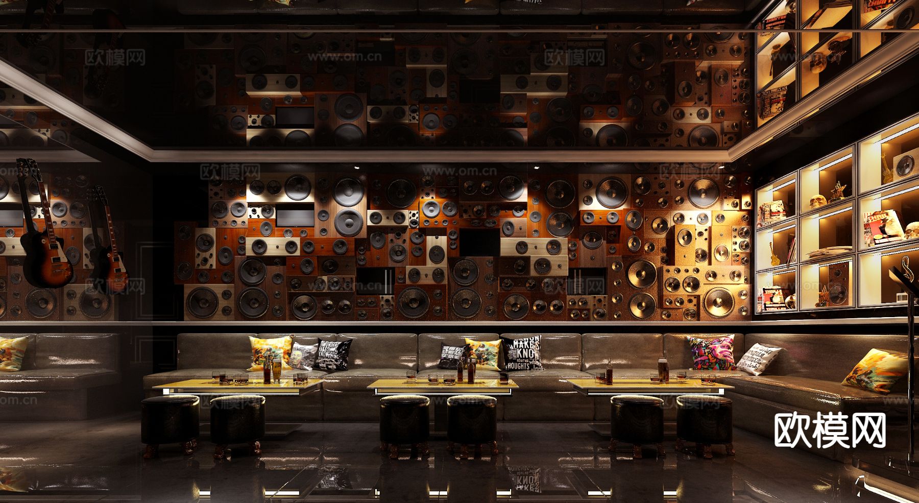 KTV摇滚主题房3d模型下载（渲染图1）