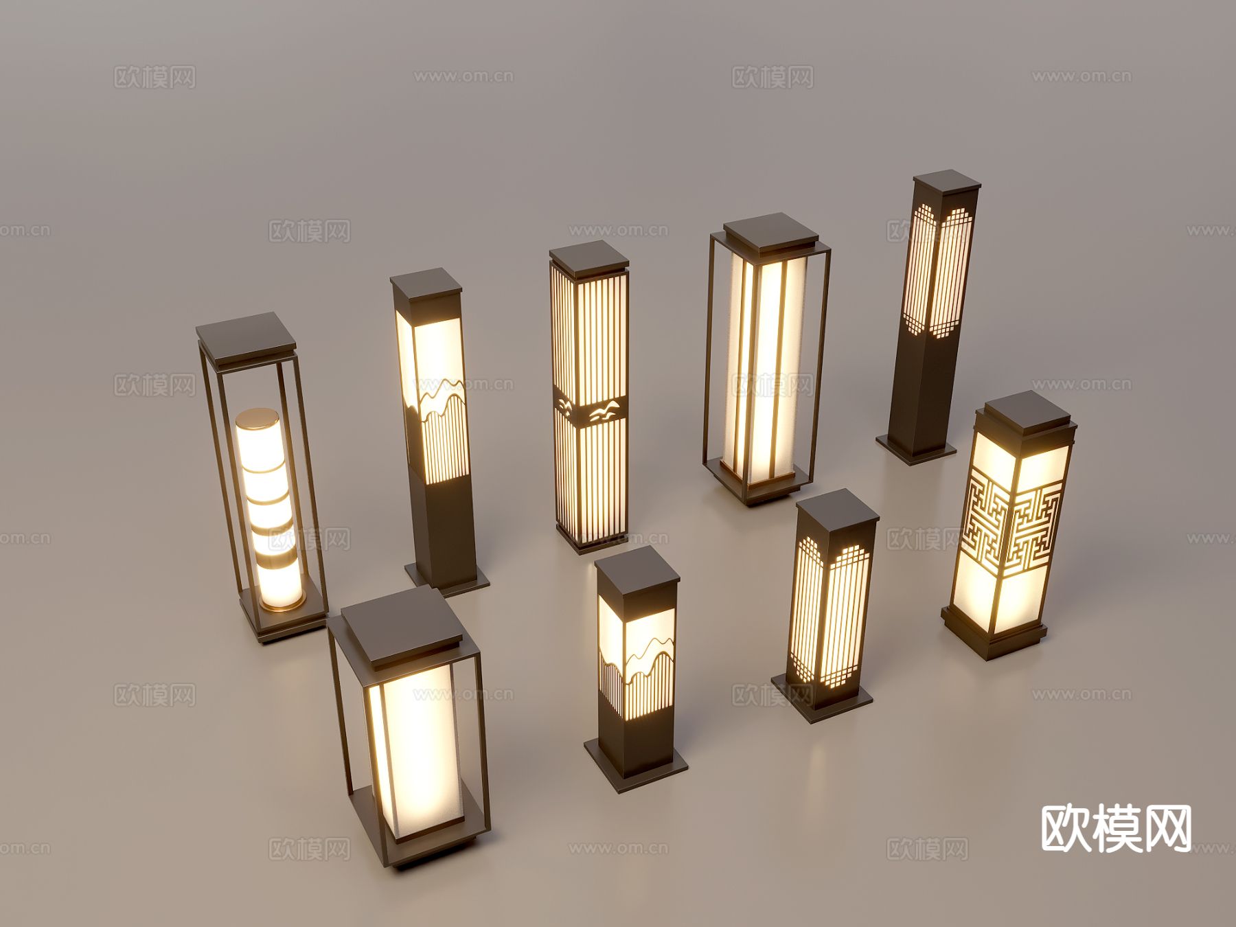 中式景观灯 草坪灯 庭院灯 户外灯su模型下载（渲染图2）