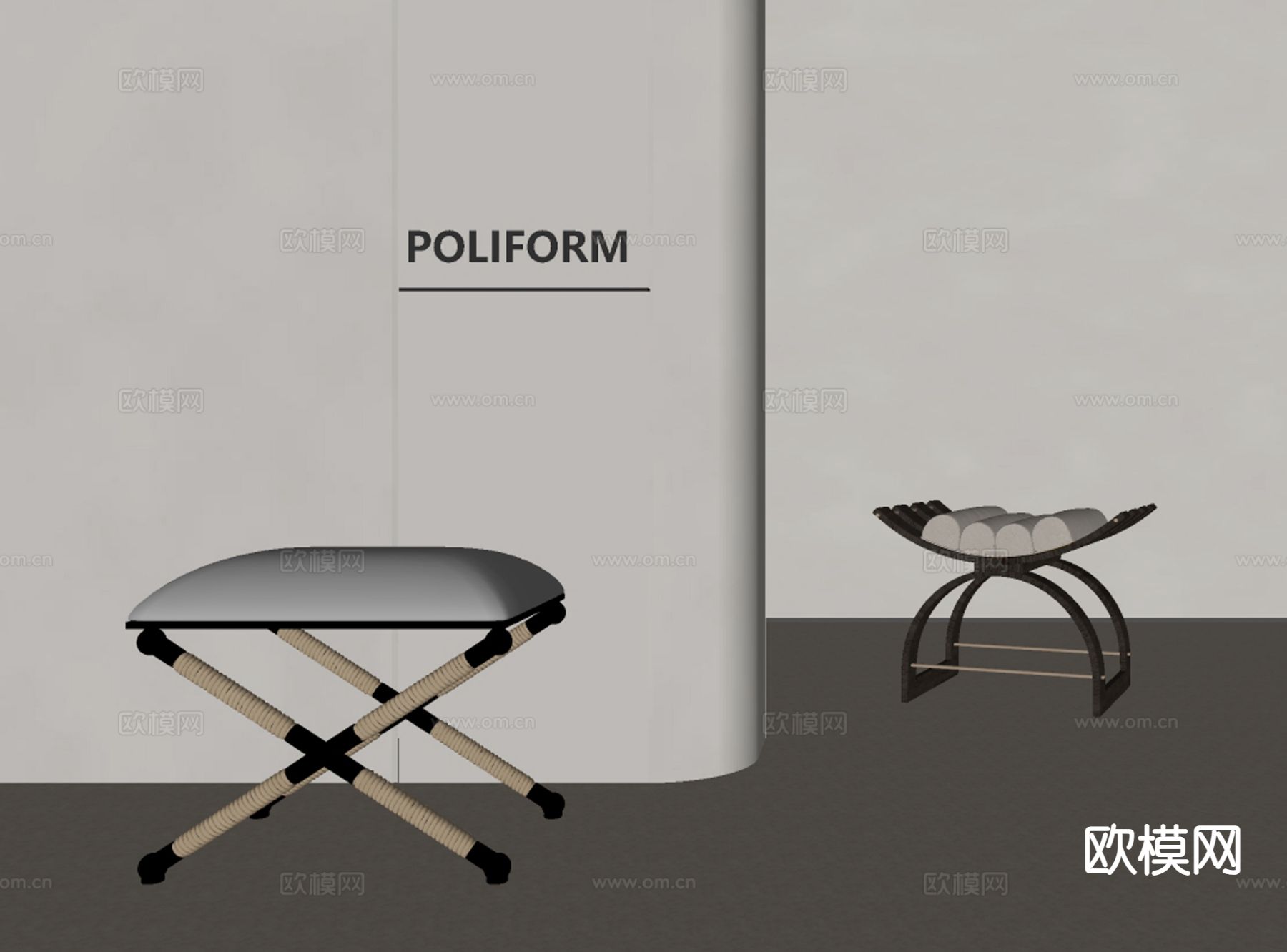 法式凳子 矮凳su模型下载（渲染图1）