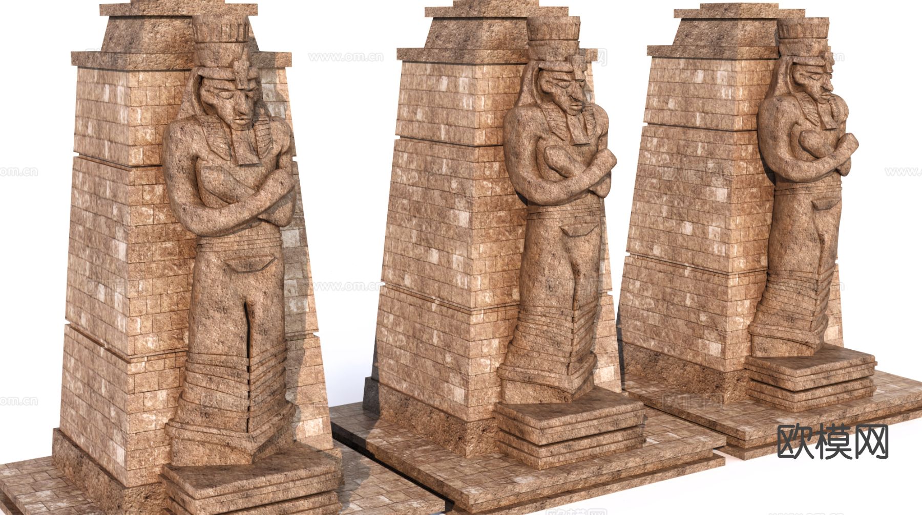 埃及雕像塑像 法老守卫像 古代雕塑3d模型下载