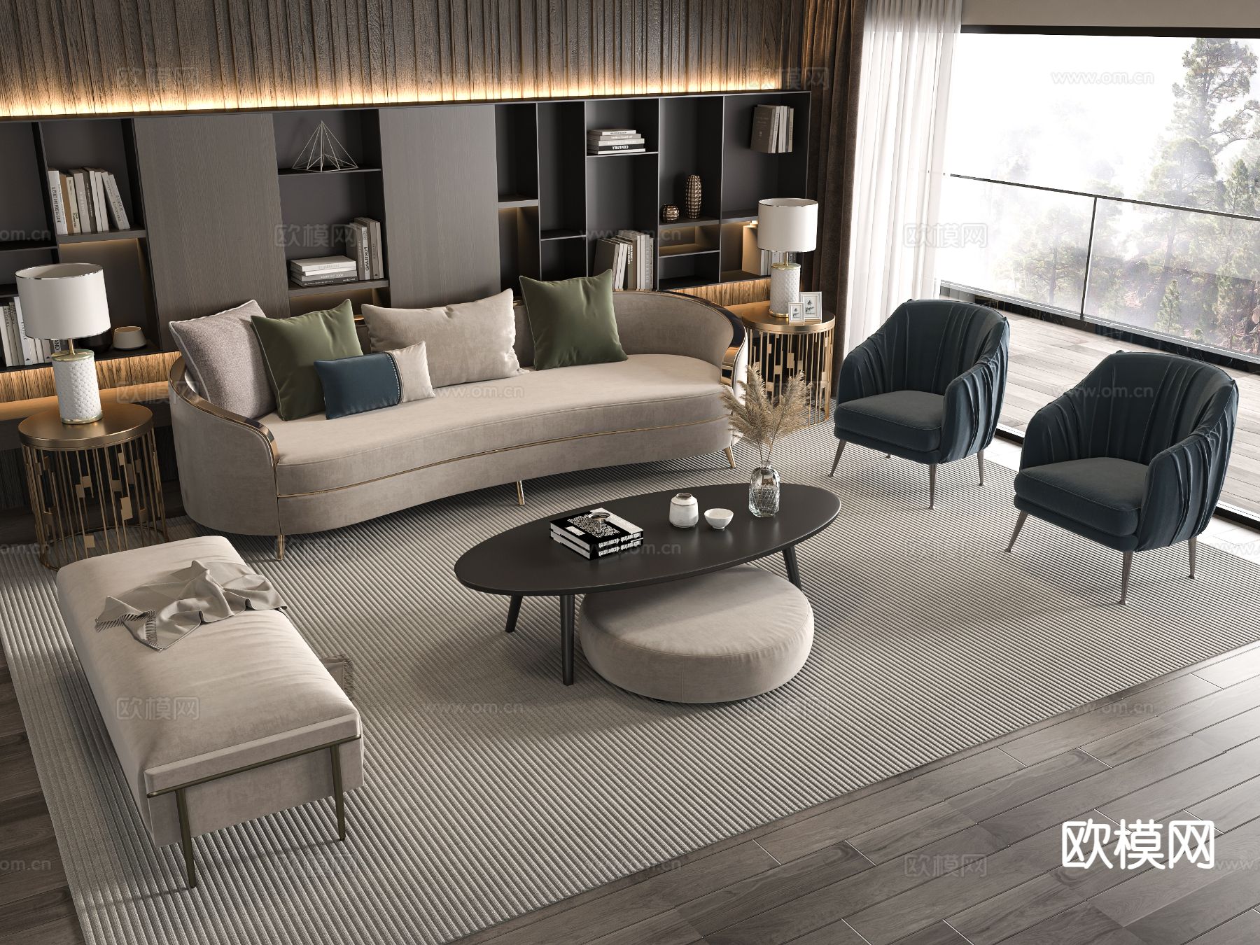 简欧组合沙发3d模型下载