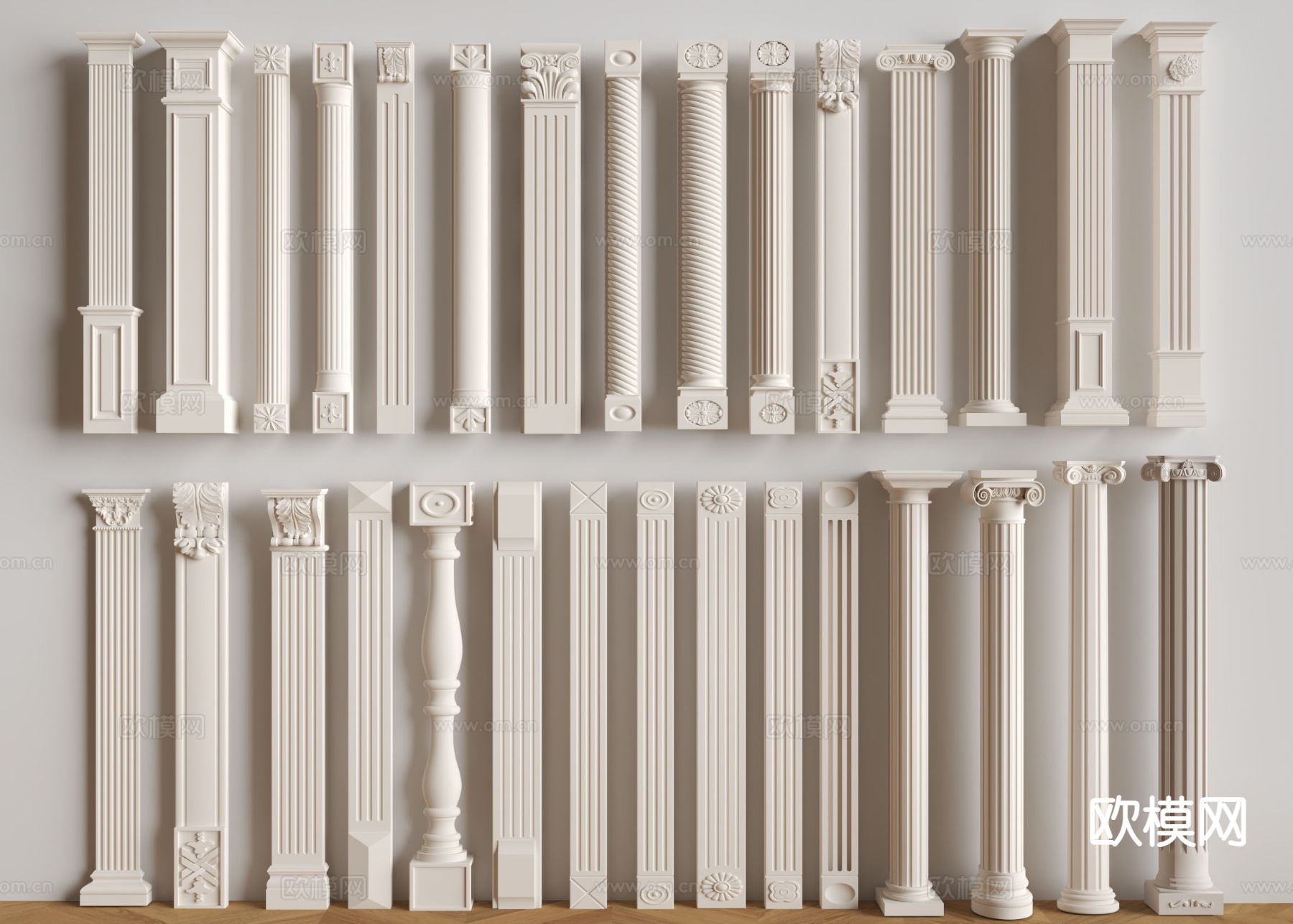 欧式柱子 石膏柱 罗马柱 门庭柱3d模型下载