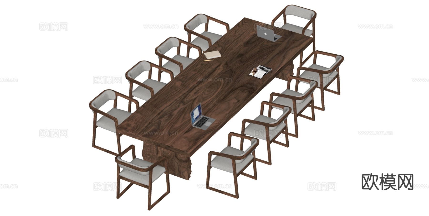 侘寂会议桌椅su模型下载（渲染图1）