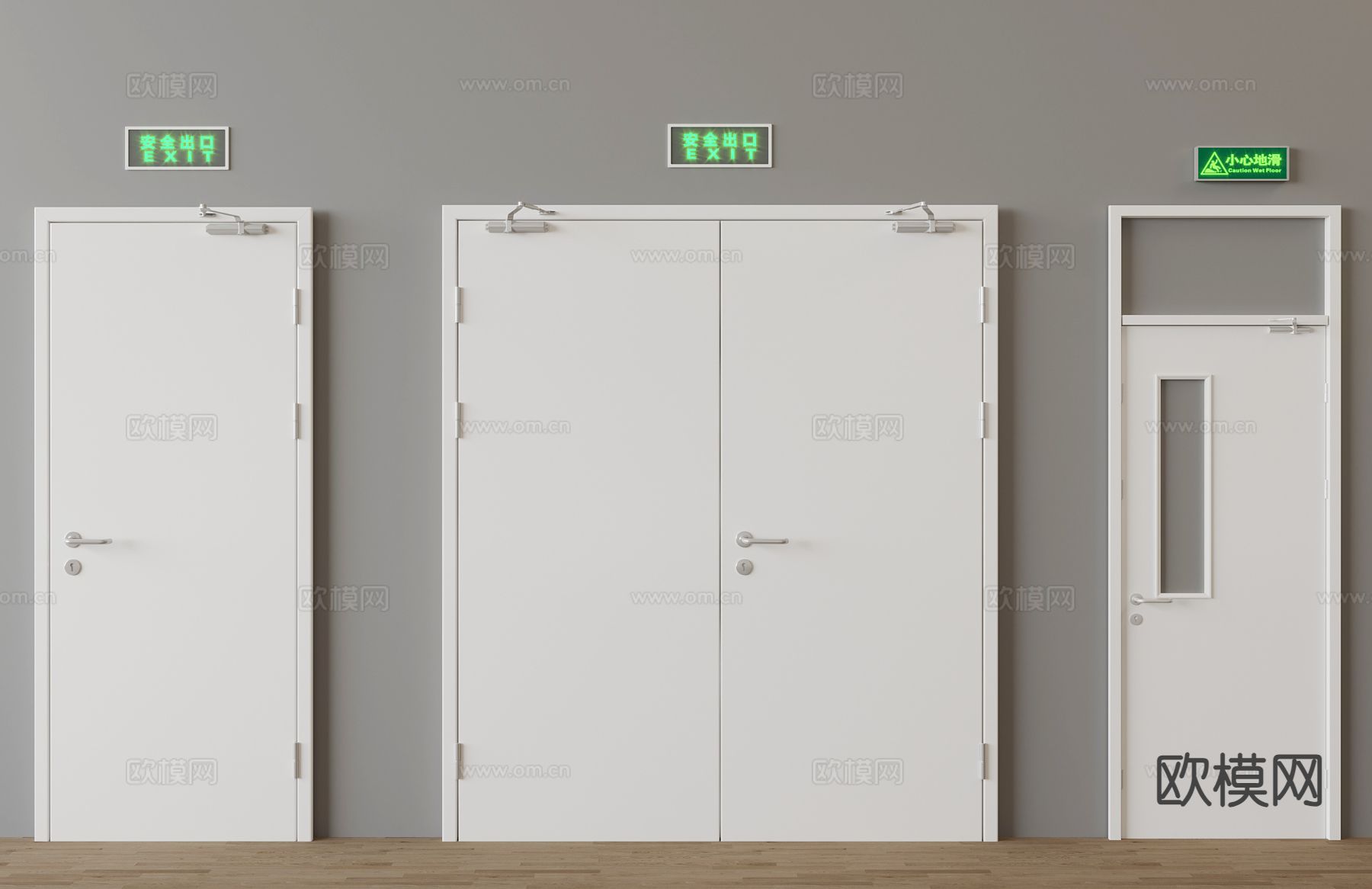 现代消防门 防火门3d模型下载