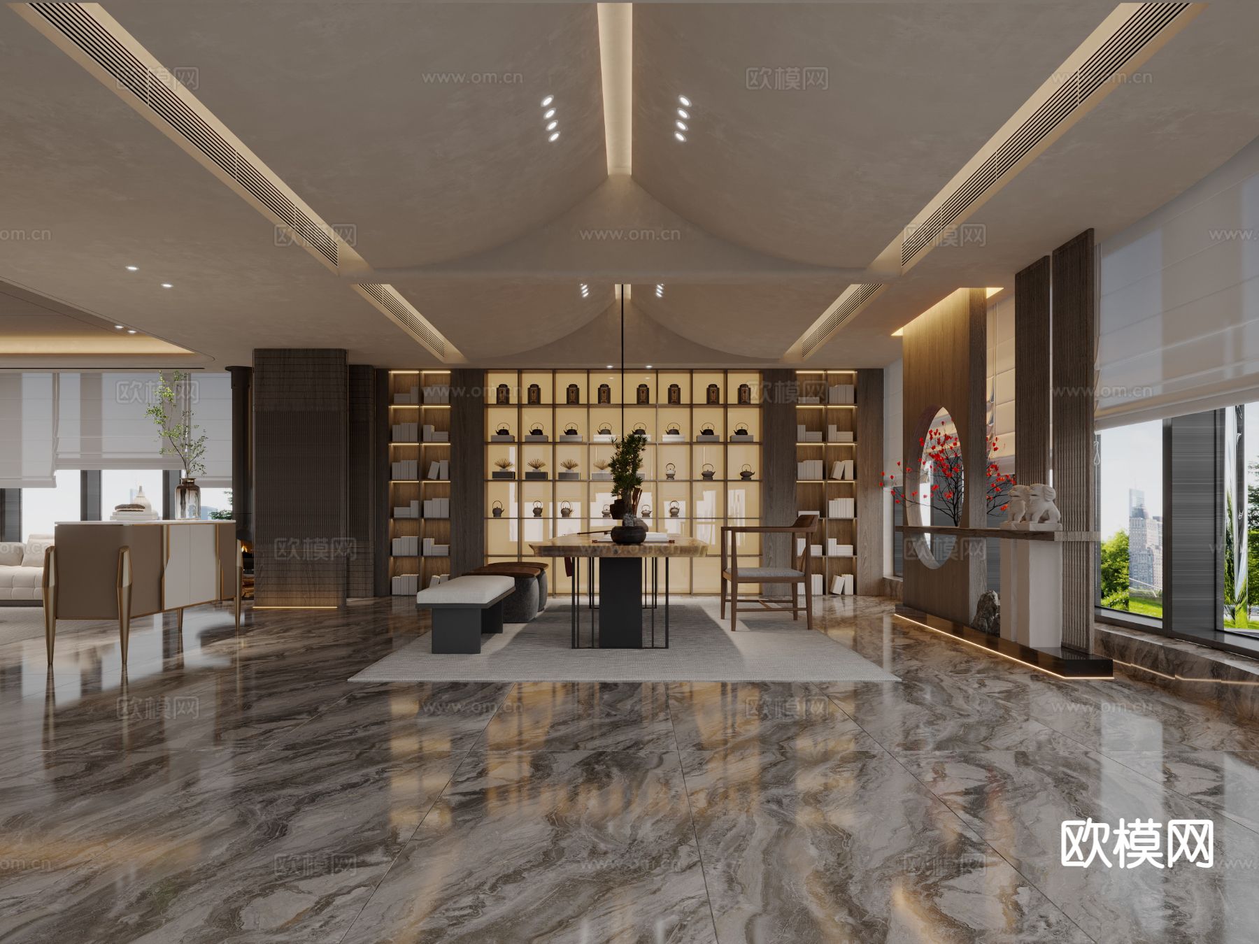 新中式私人会所3d模型下载（渲染图5）