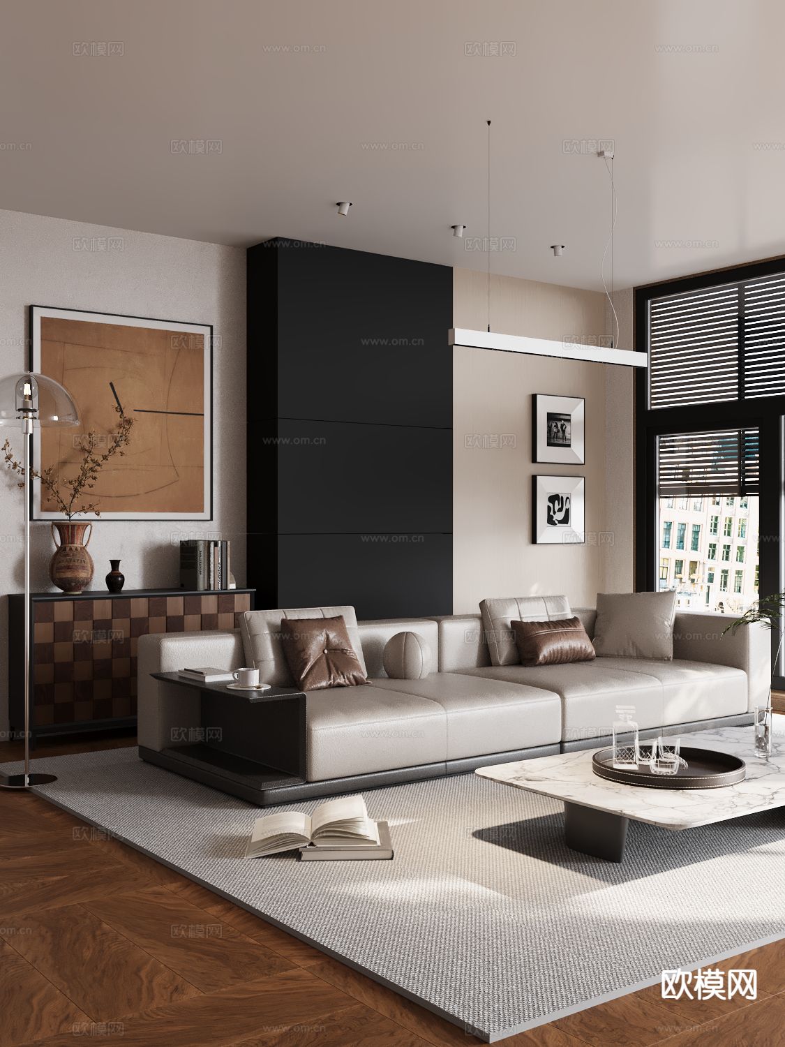 现代多人沙发3d模型下载