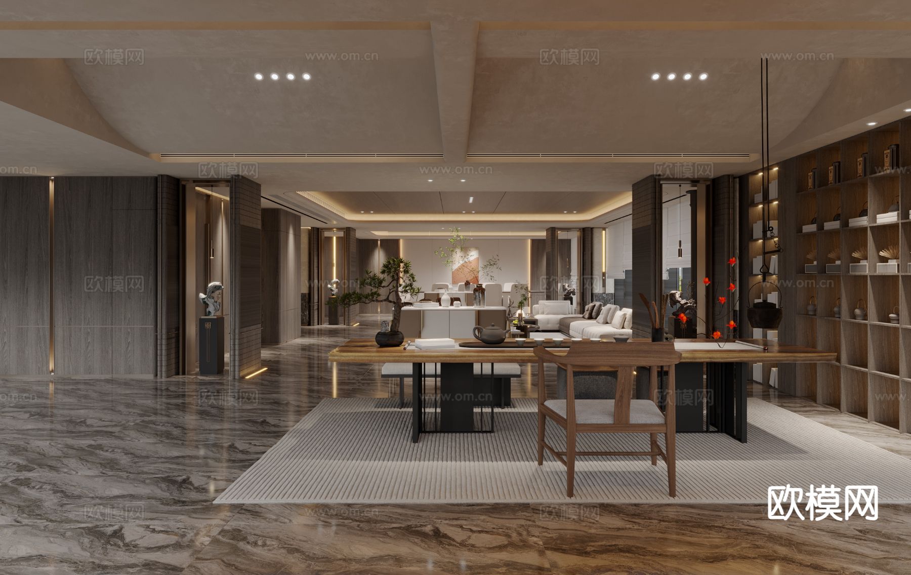 新中式私人会所3d模型下载（渲染图3）