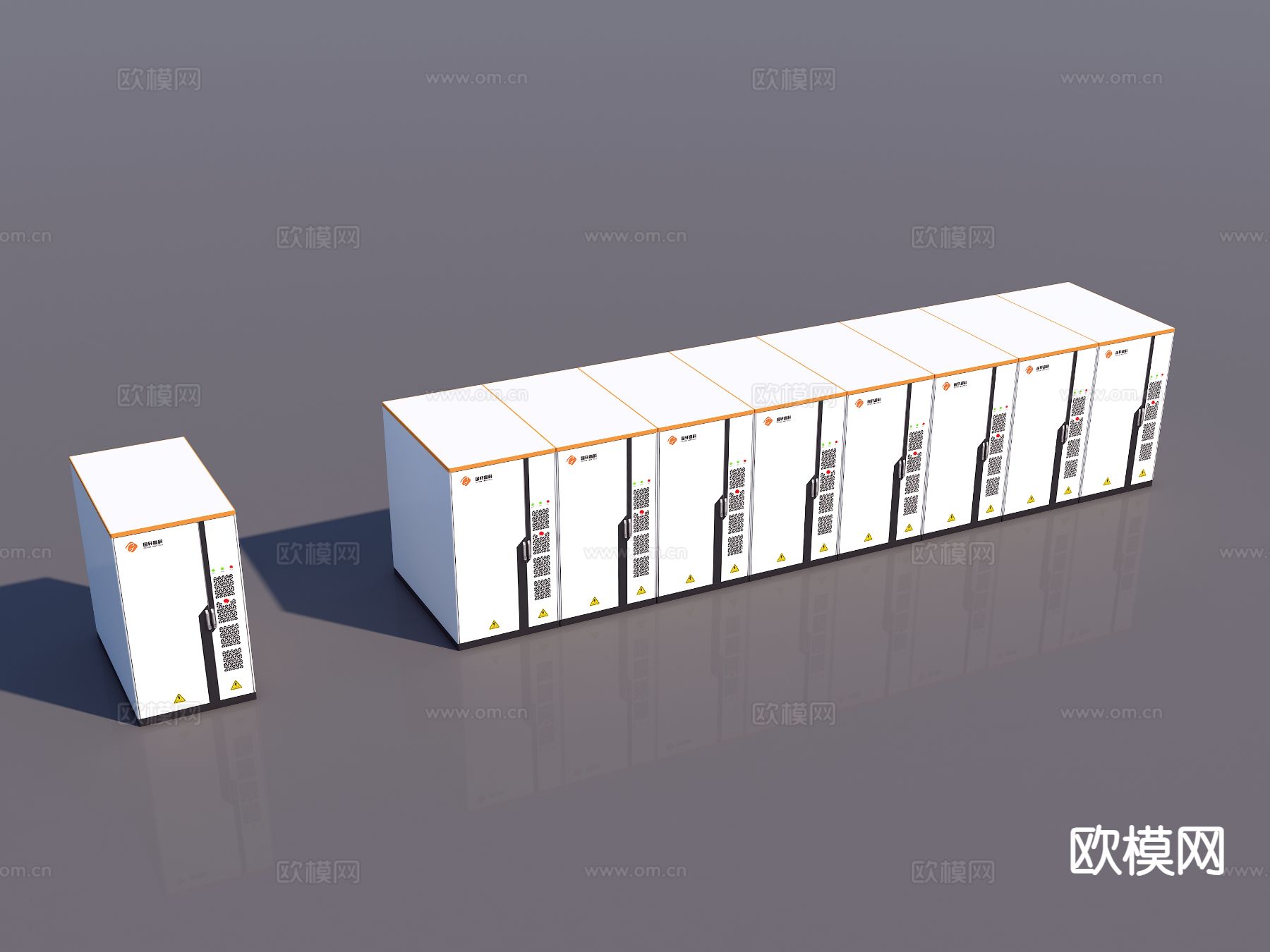 科技感电池柜 锂离子电池 电桩3d模型下载（渲染图1）