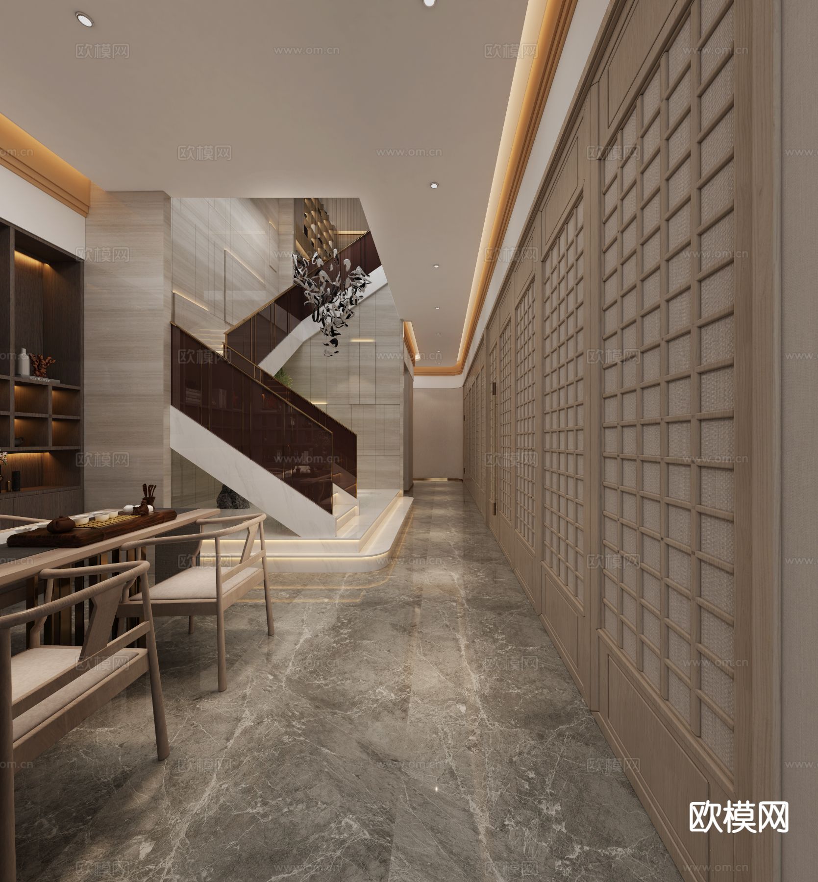 中式茶室 茶房3d模型下载（渲染图5）