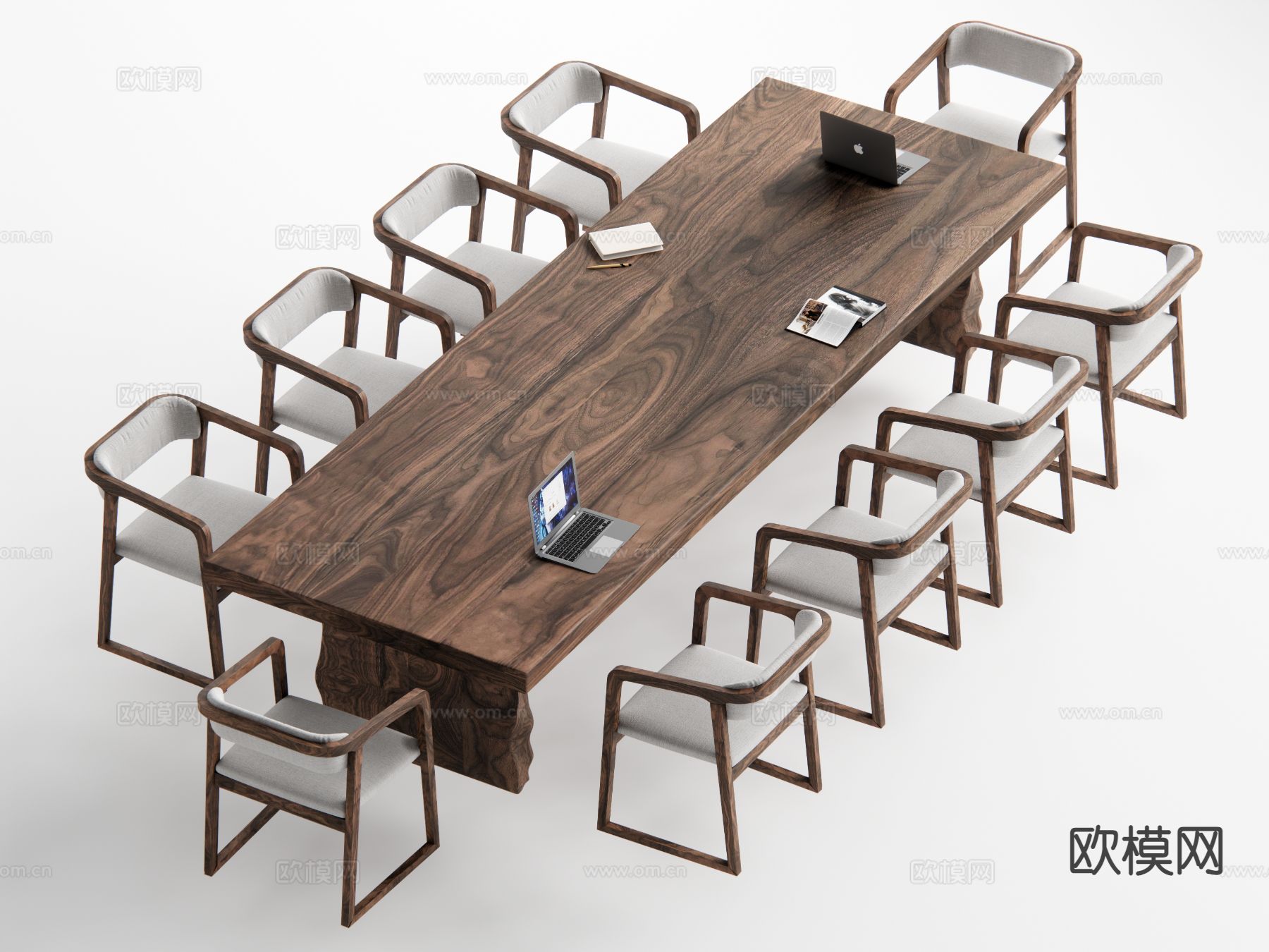 侘寂会议桌椅su模型下载（渲染图2）
