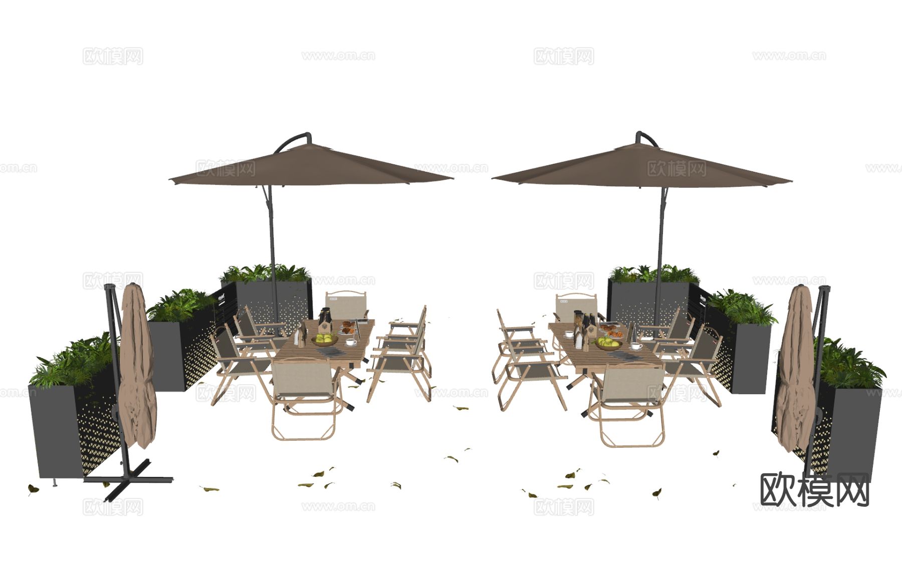 外摆桌椅 户外桌椅su模型下载（渲染图1）