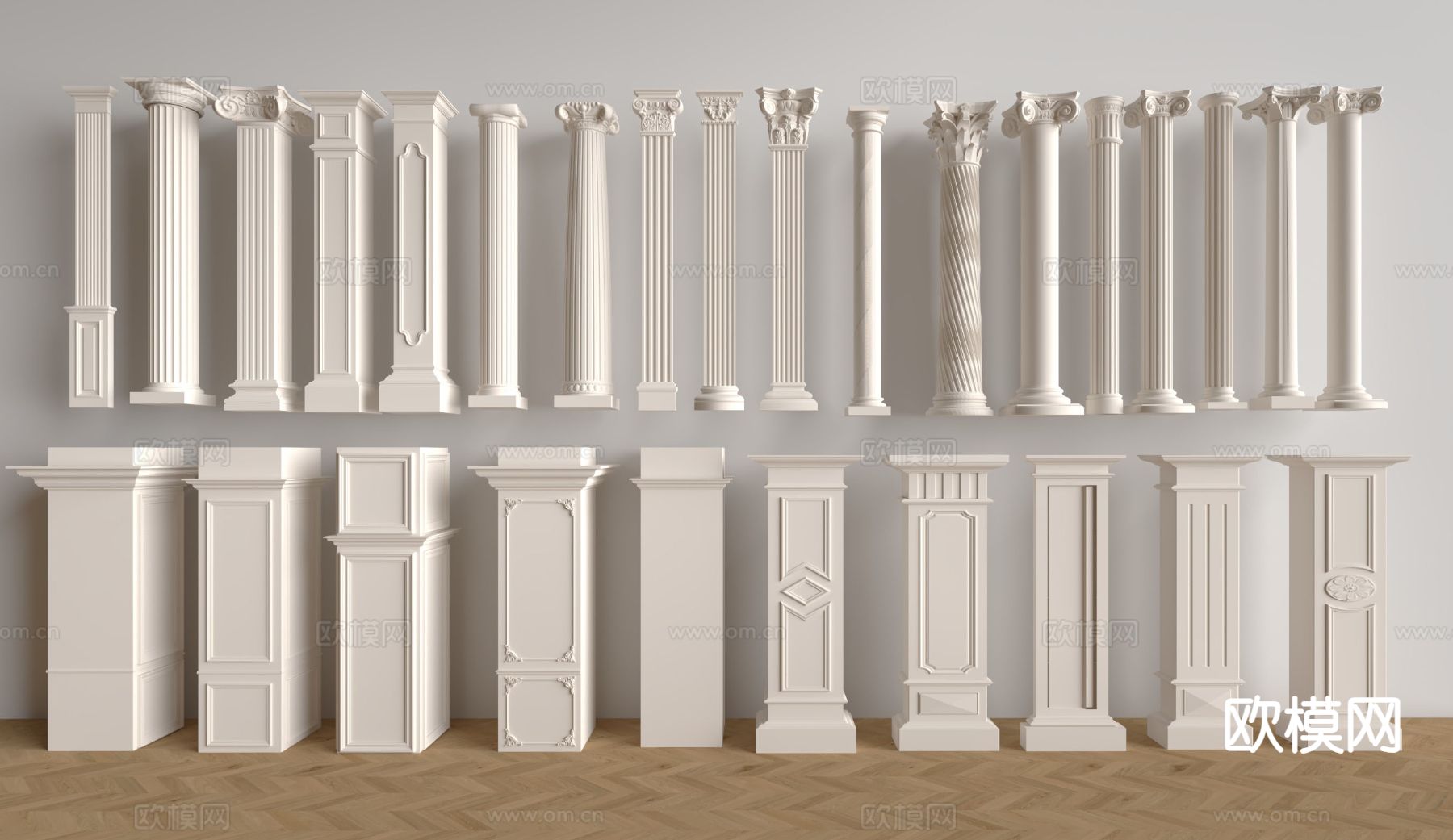 欧式古典柱子 罗马柱 石膏柱3d模型下载（渲染图1）