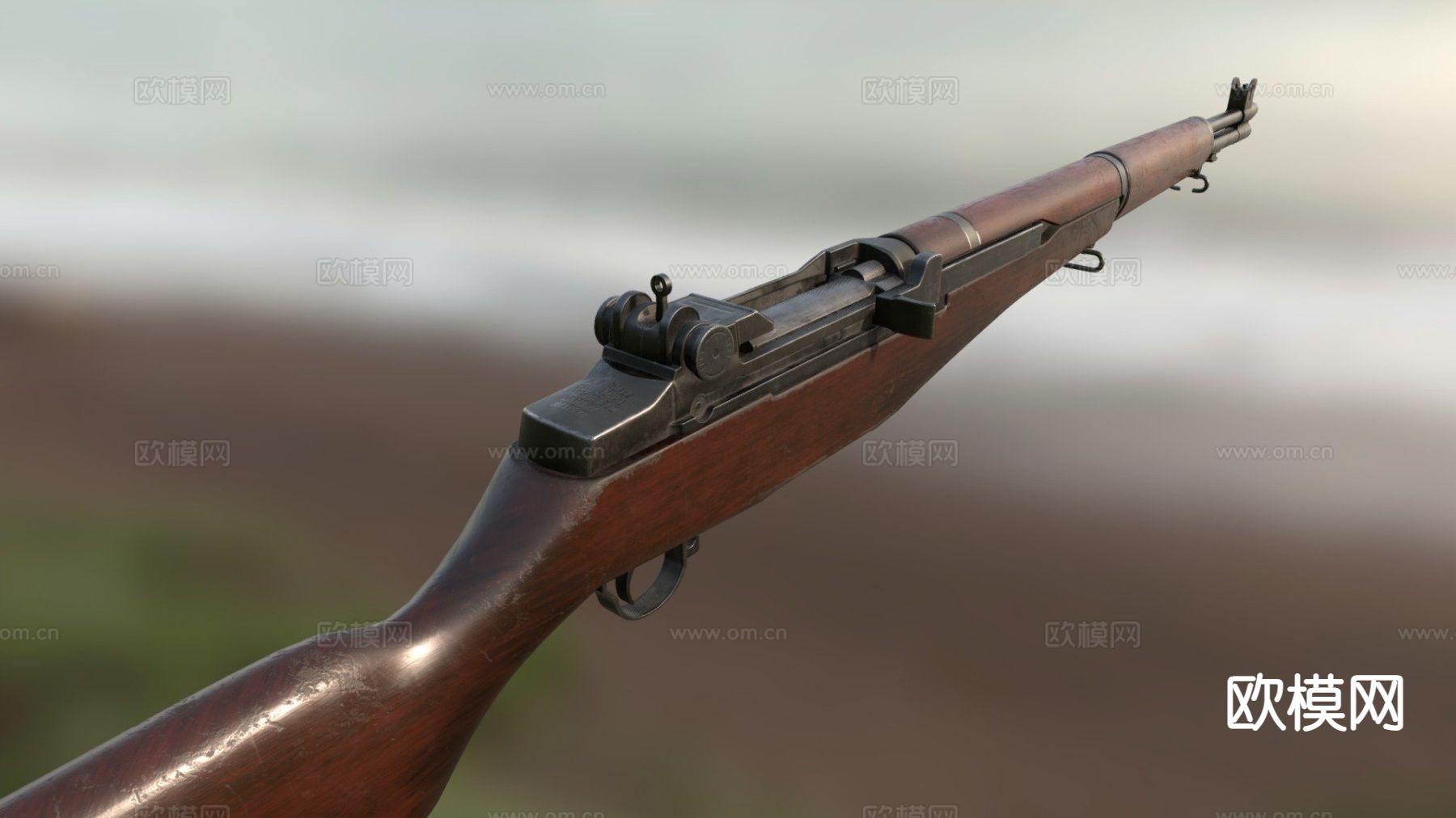 日本老式步枪3d模型下载（渲染图1）