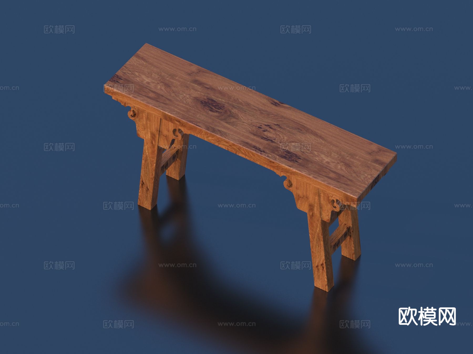 中式板凳 椅子 条凳 长凳3d模型下载（渲染图2）