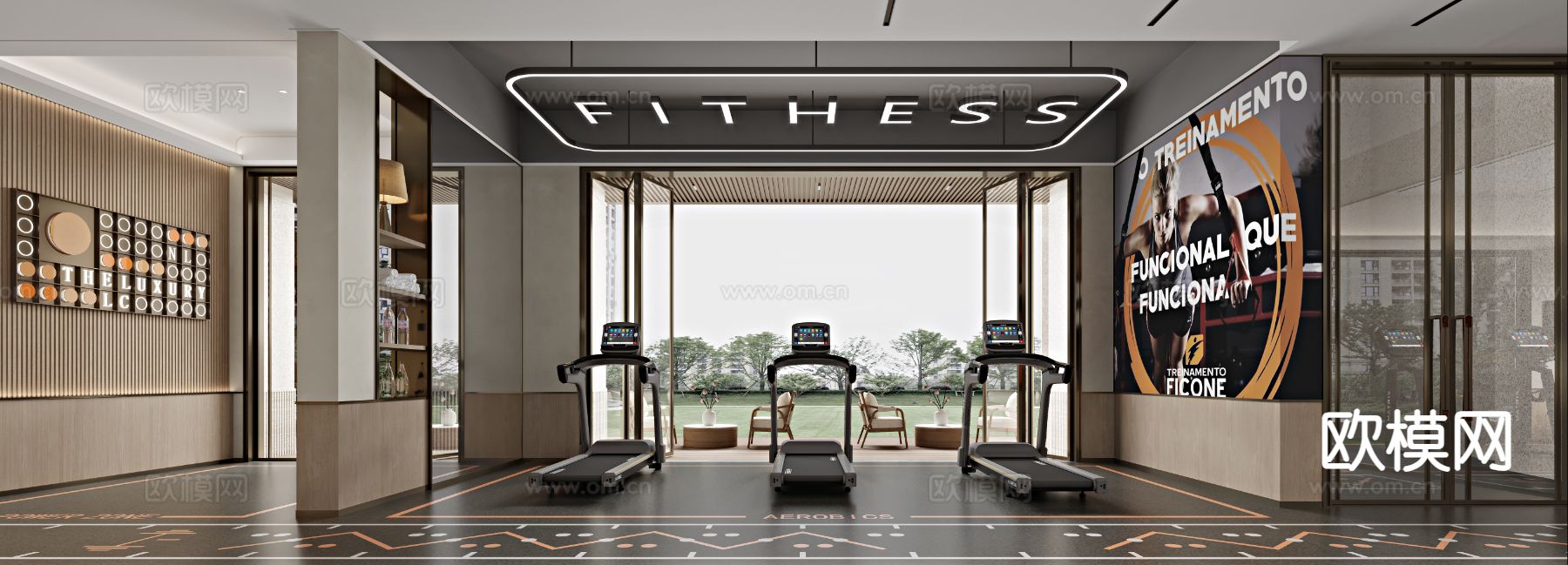 现代健身房3d模型下载（渲染图1）
