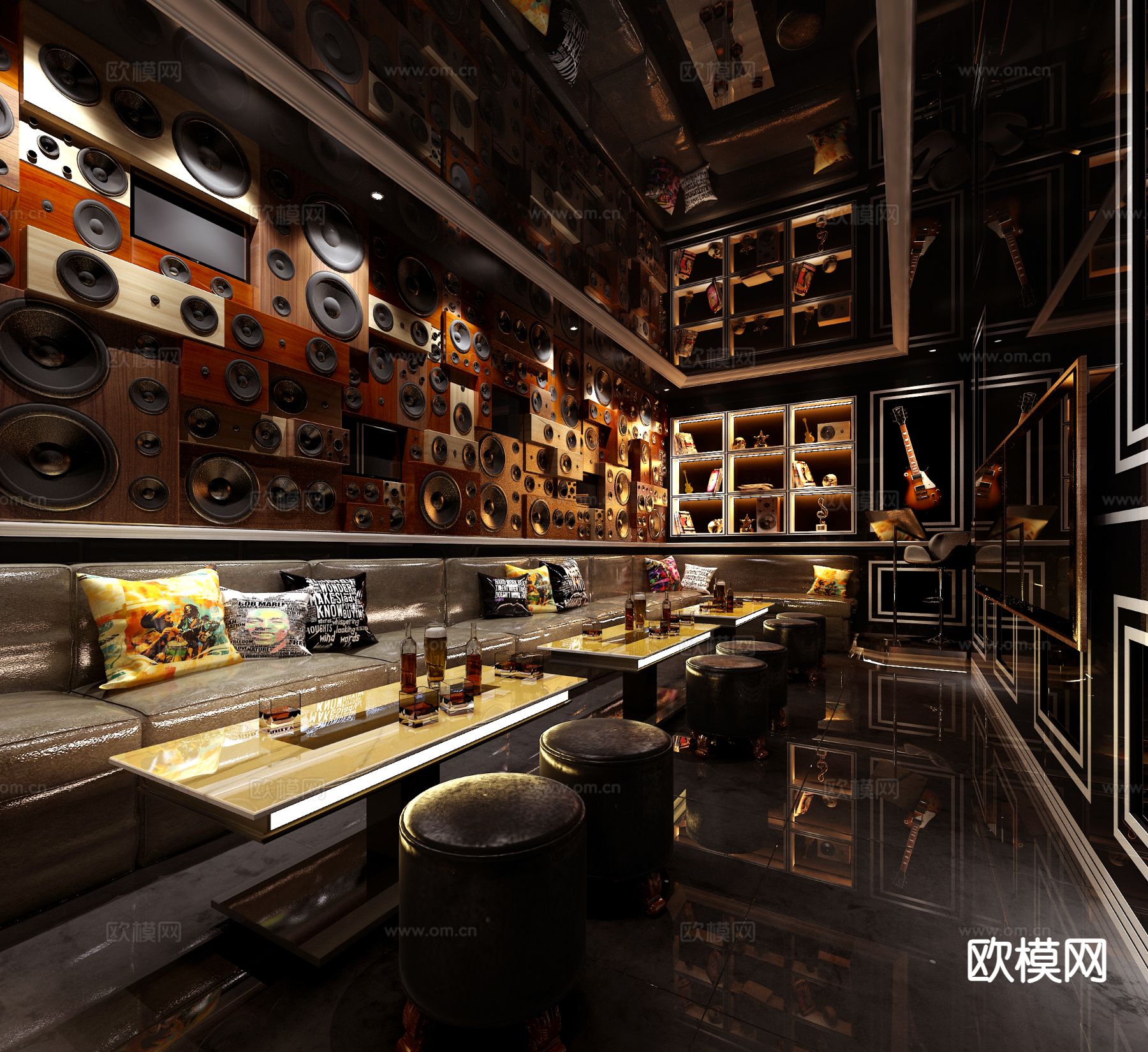 KTV摇滚主题房3d模型下载（渲染图2）