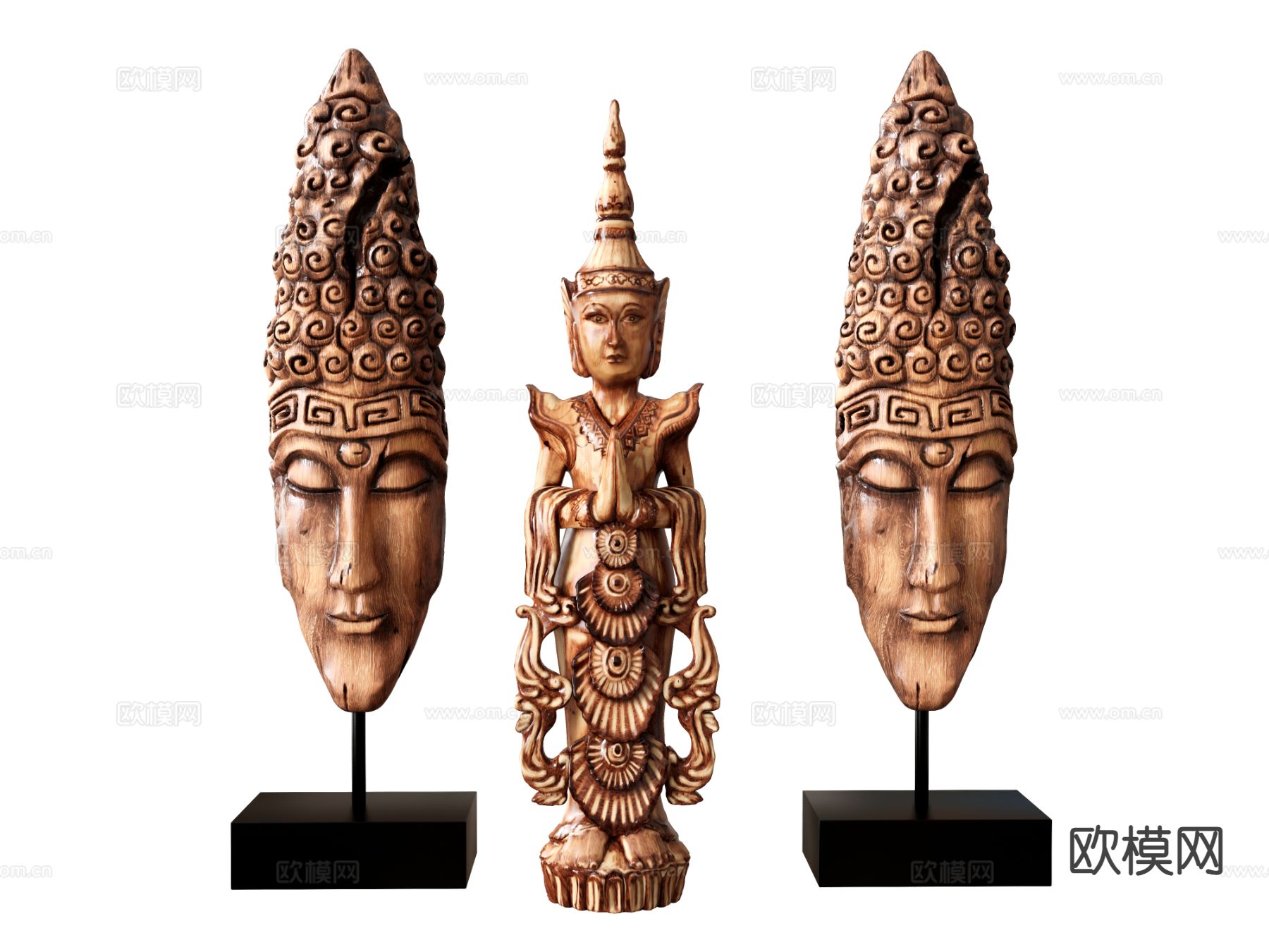 东南亚菩萨 秣菟罗佛头 佛像雕塑su模型下载（渲染图2）