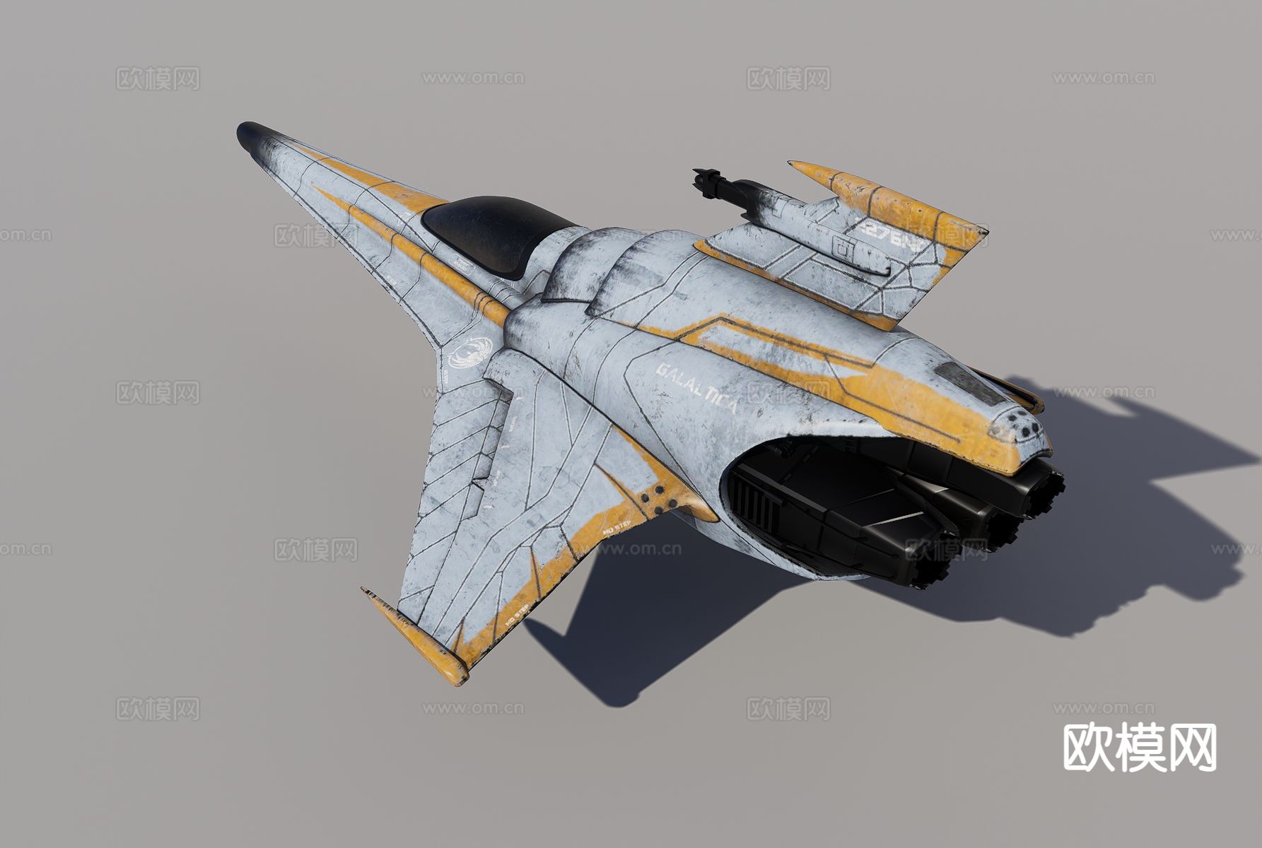 科幻护卫舰3d模型下载（渲染图2）