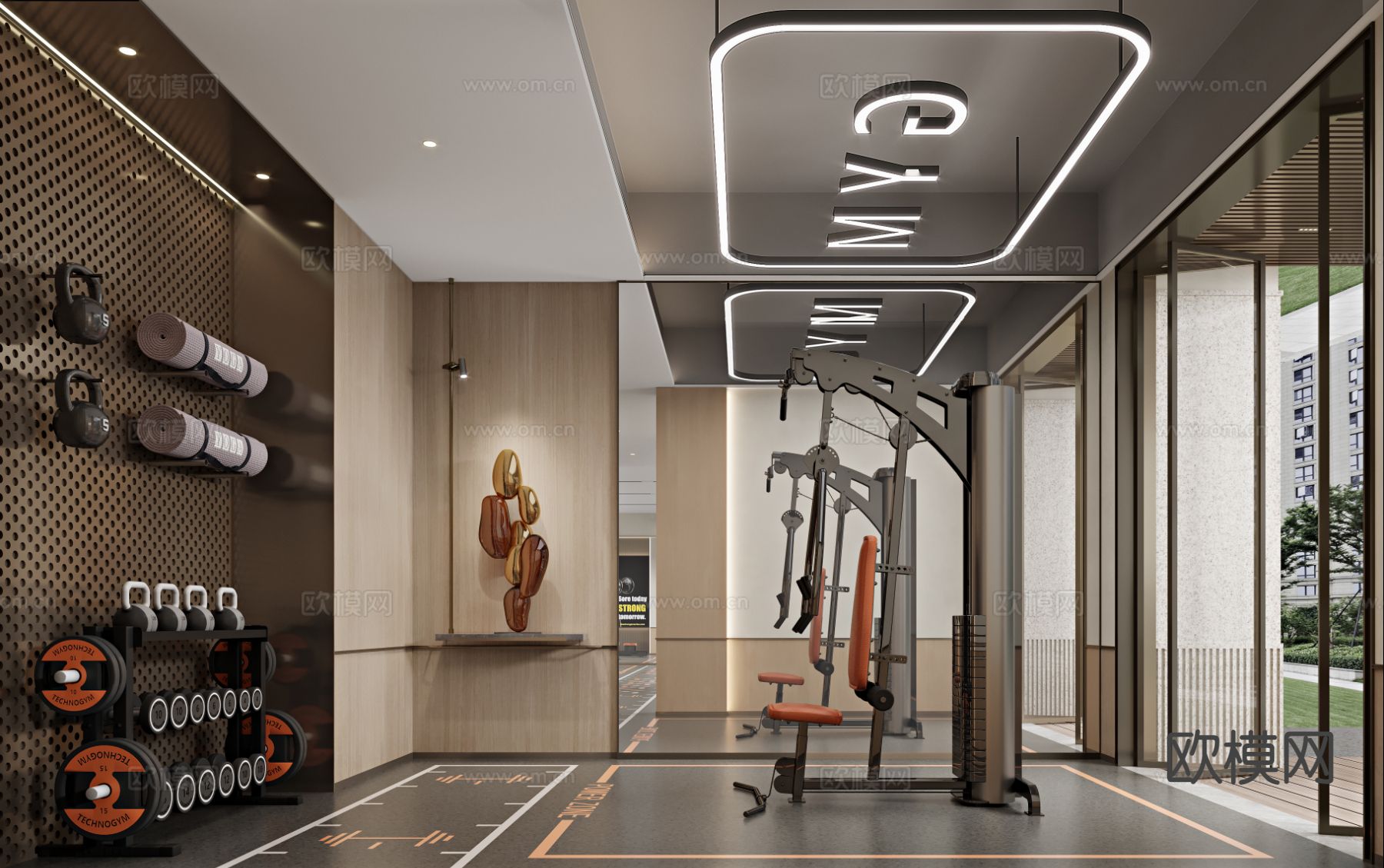 现代健身房3d模型下载（渲染图5）