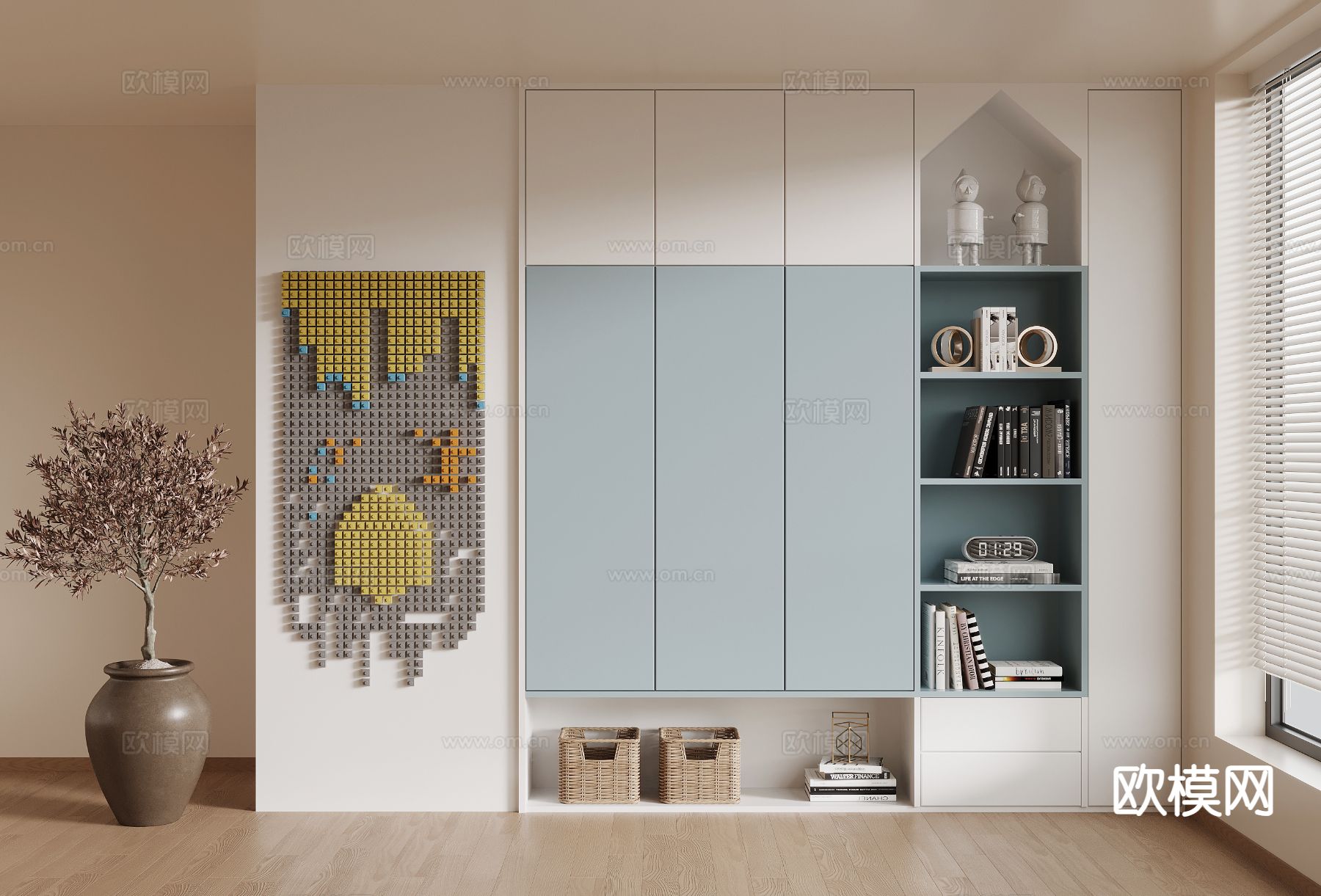 现代儿童衣柜3d模型下载