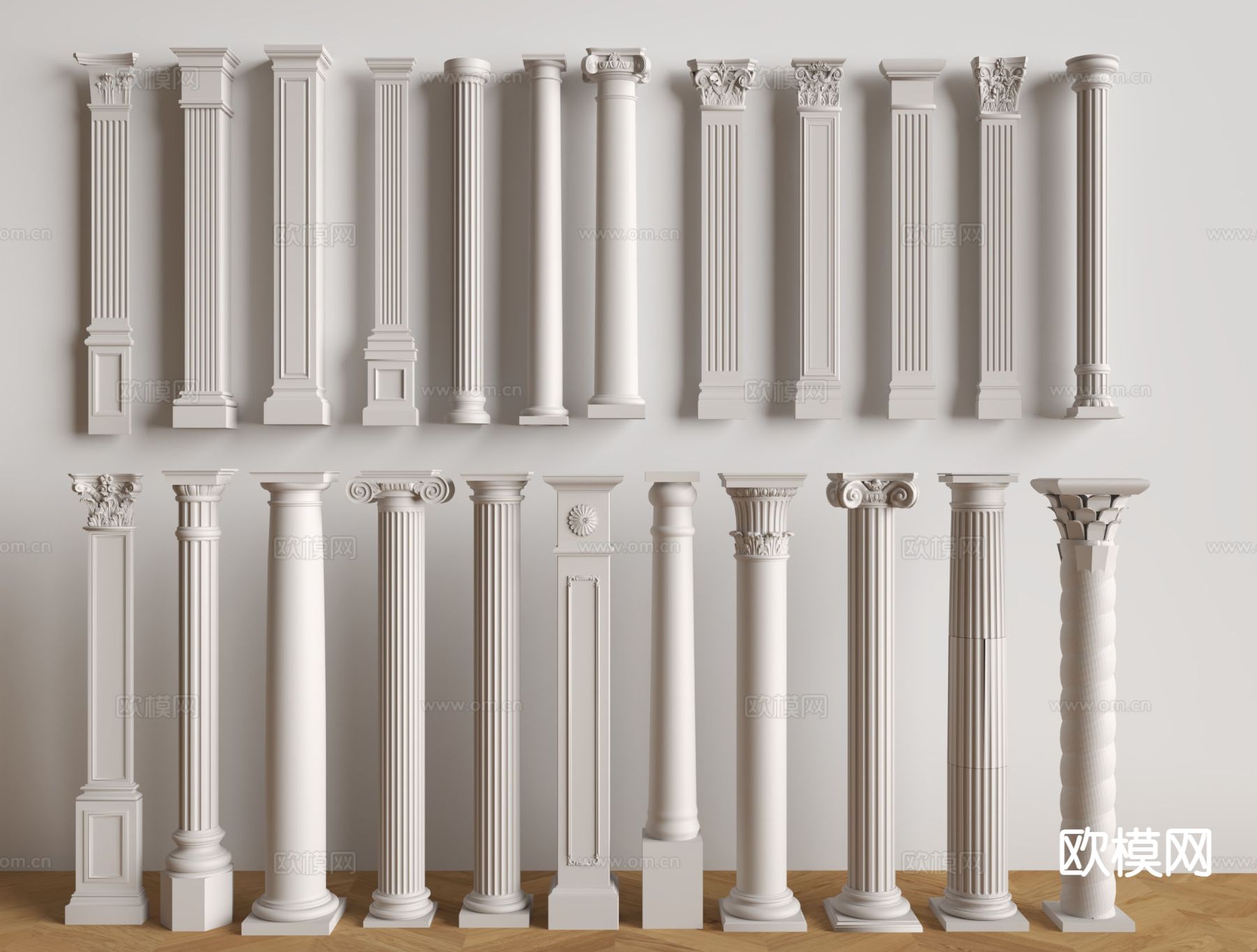 欧式柱子 石膏柱 罗马柱 门庭柱3d模型下载