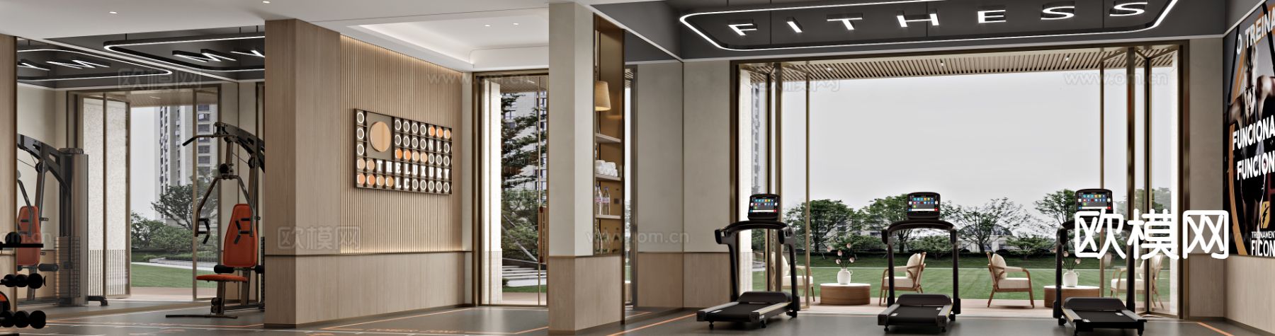 现代健身房3d模型下载（渲染图4）