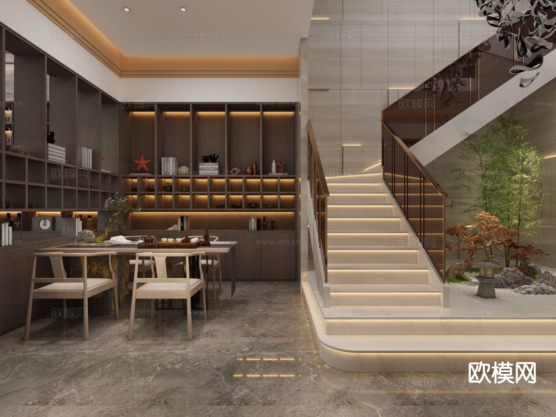 中式茶室 茶房3d模型下载（渲染图4）