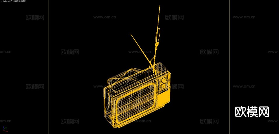 现代黑白电视 老电视 电器3d模型下载(渲染图2)