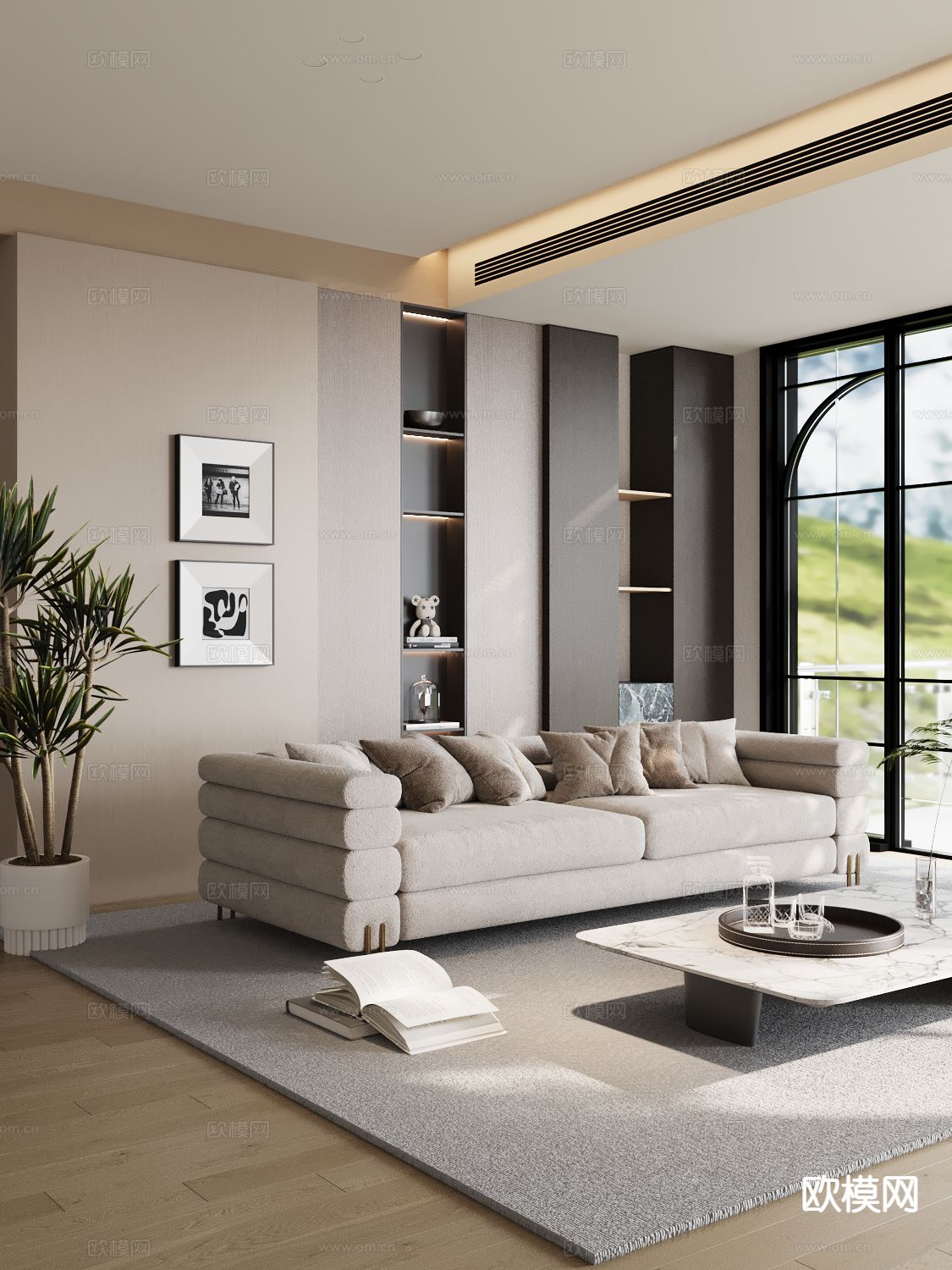 现代双人沙发3d模型下载