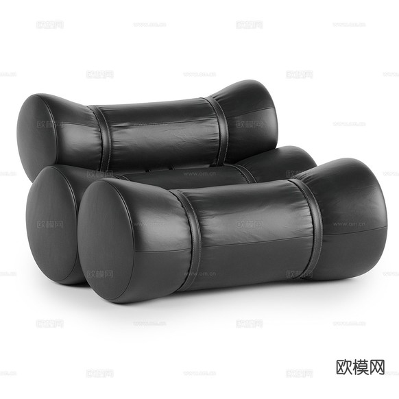 现代休闲沙发 皮革沙发 单人沙发3d模型下载(渲染图2)