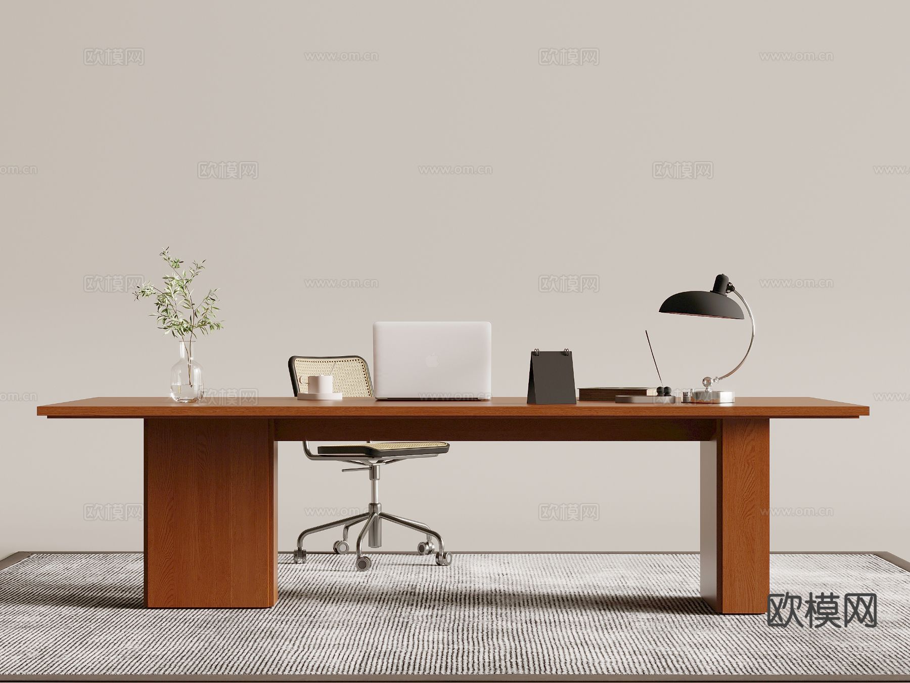 中古风办公桌 班台桌3d模型下载