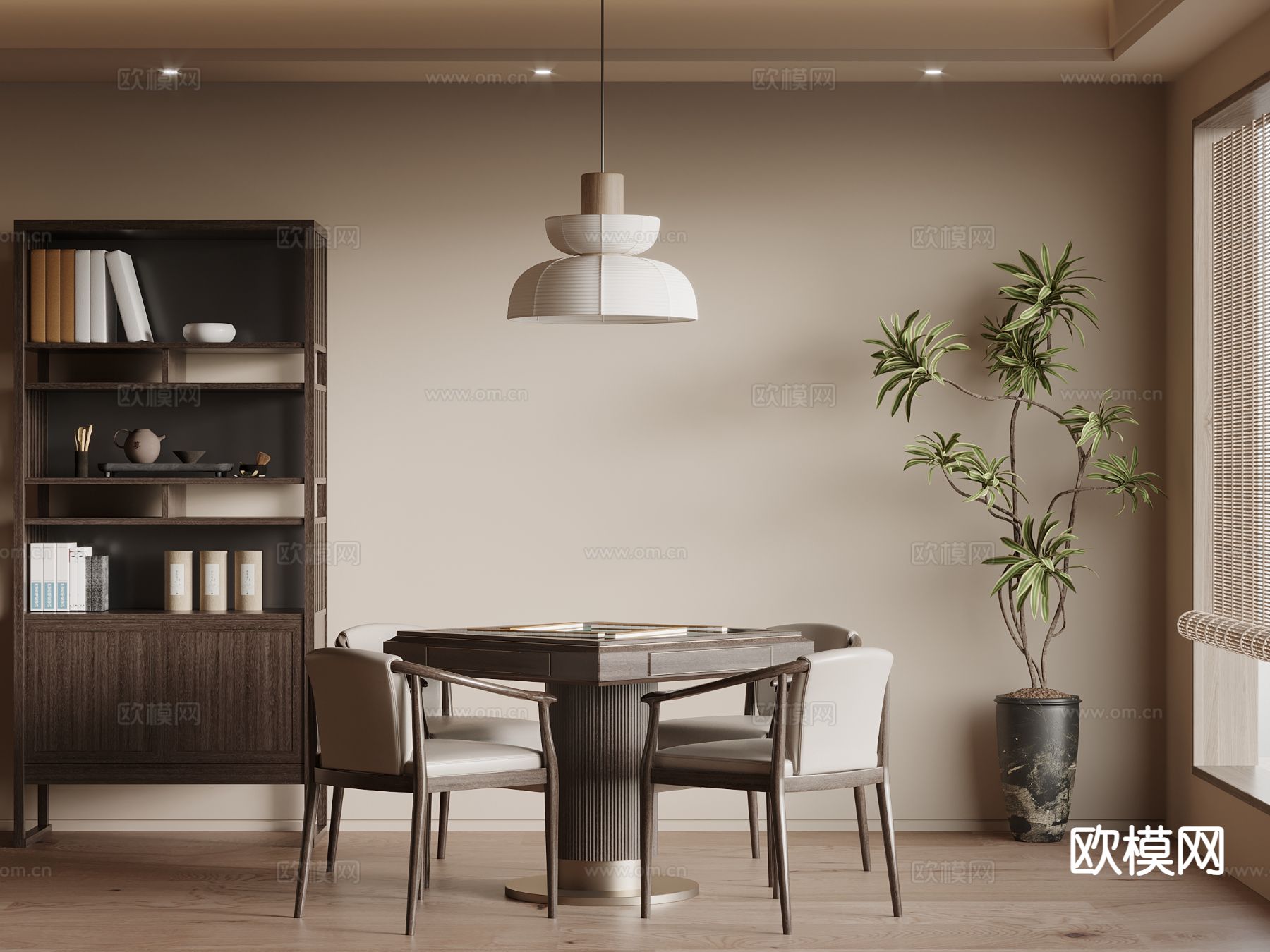 侘寂棋牌室 麻将房3d模型下载