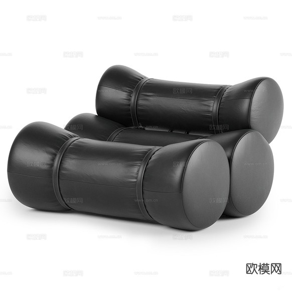 现代休闲沙发 皮革沙发 单人沙发3d模型下载(渲染图1)