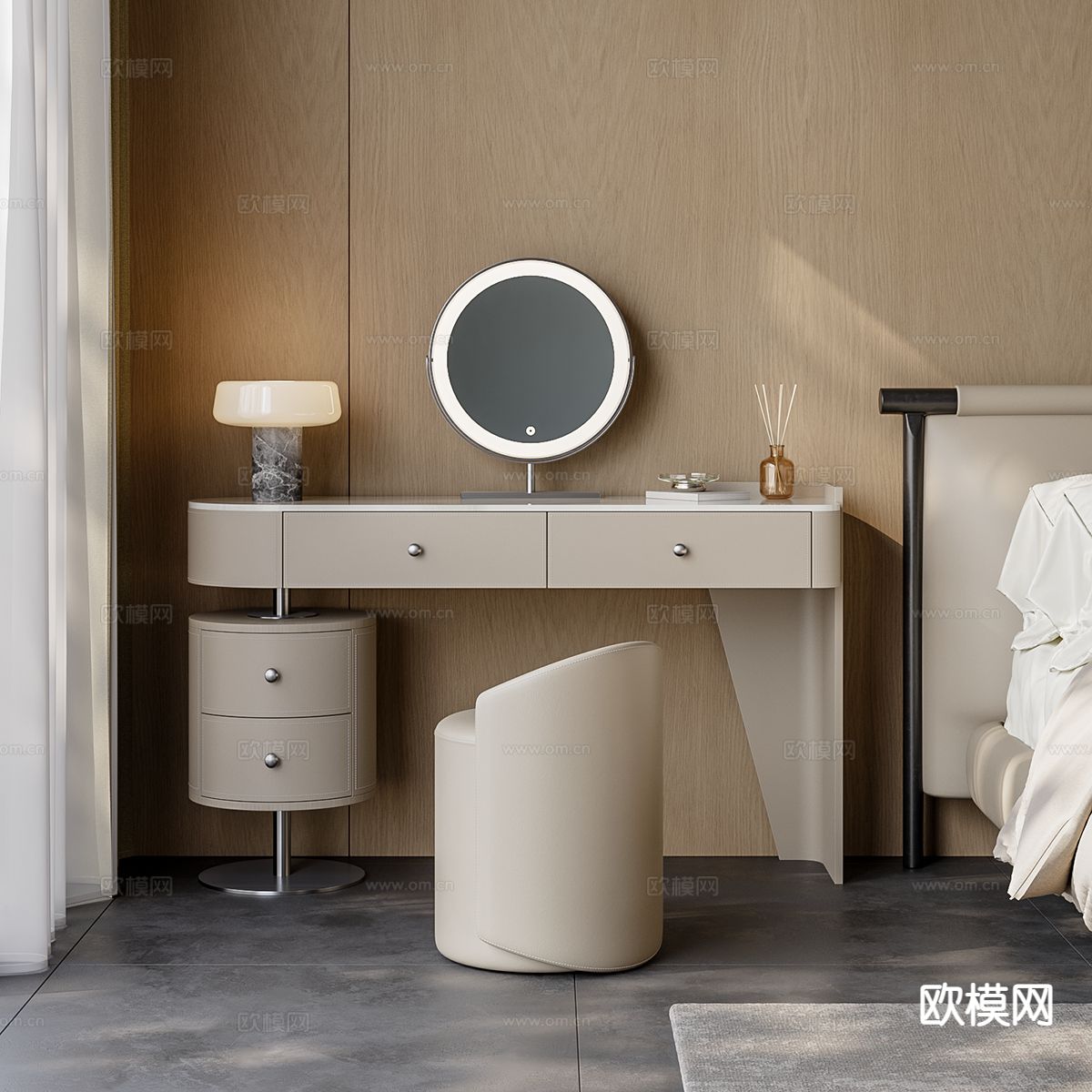 意式梳妆台 化妆桌3d模型下载（渲染图1）