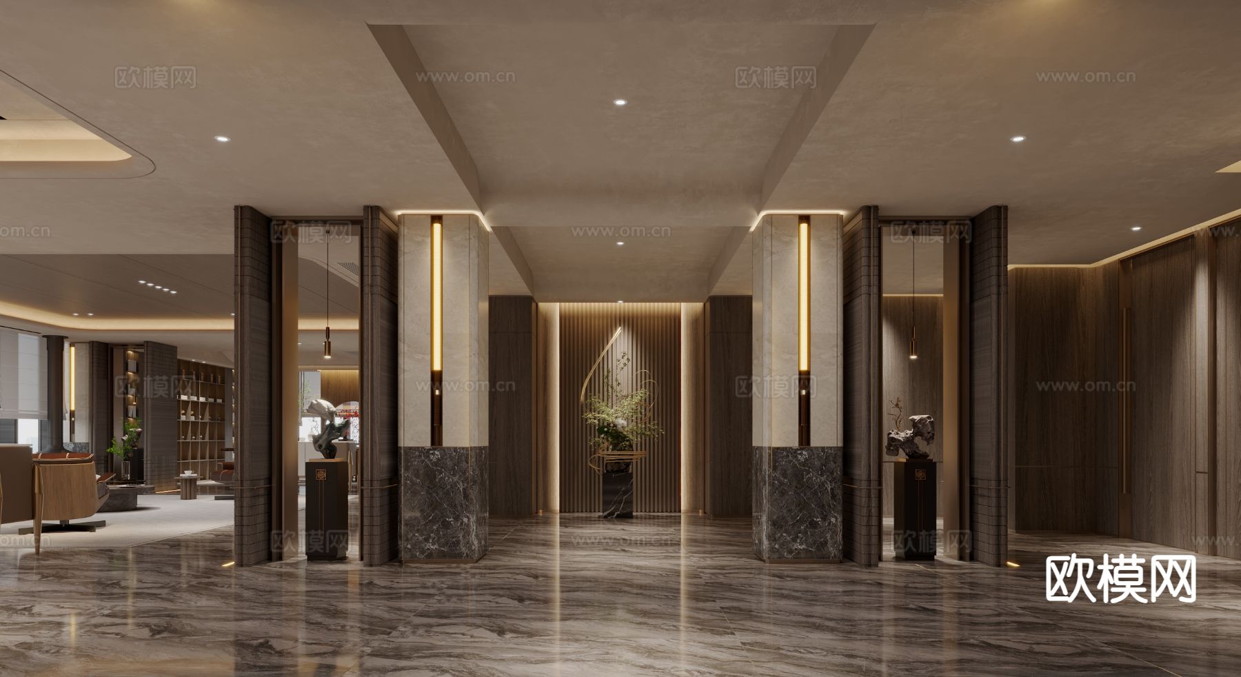 新中式私人会所3d模型下载（渲染图2）