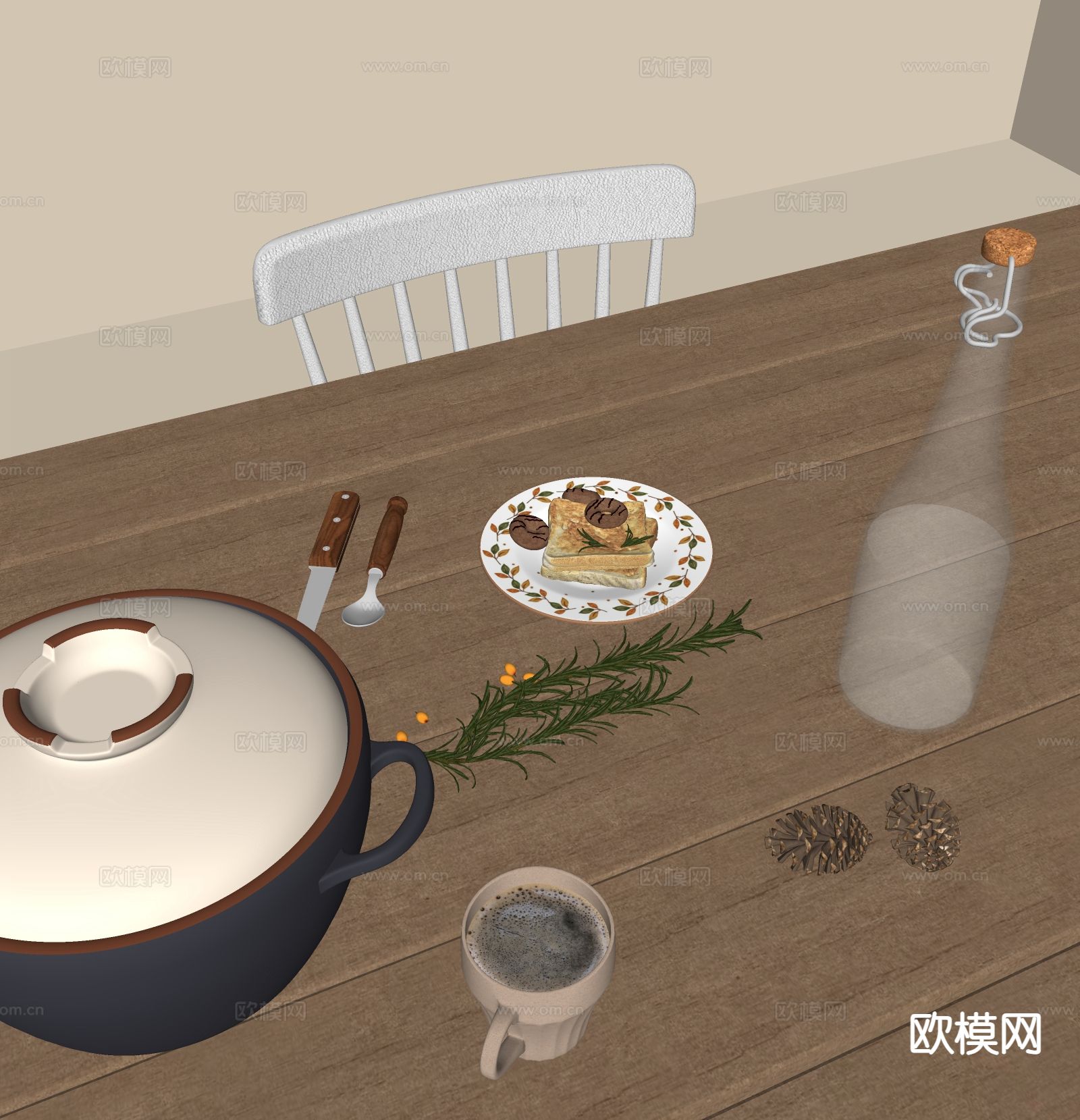 吐司 食物 餐盘su模型下载（渲染图1）