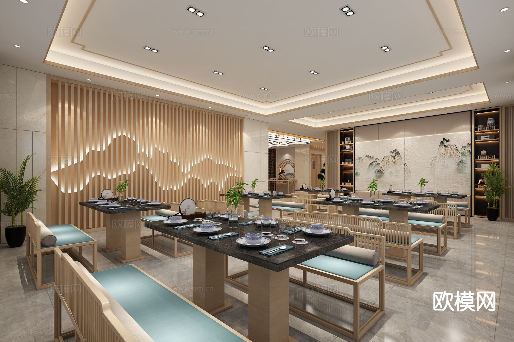 新中式茶馆3d模型下载