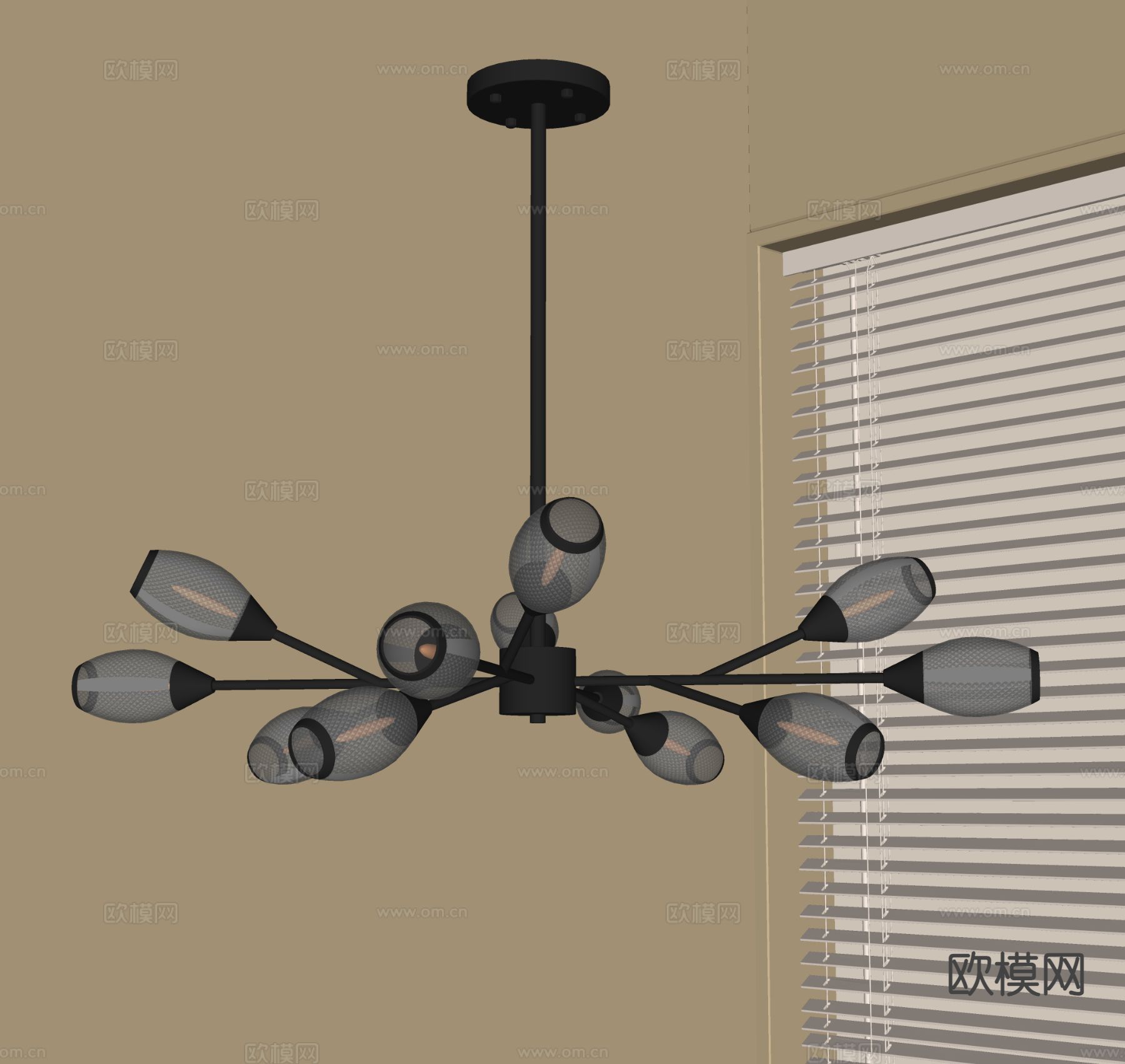中古风吊灯 多头吊灯su模型