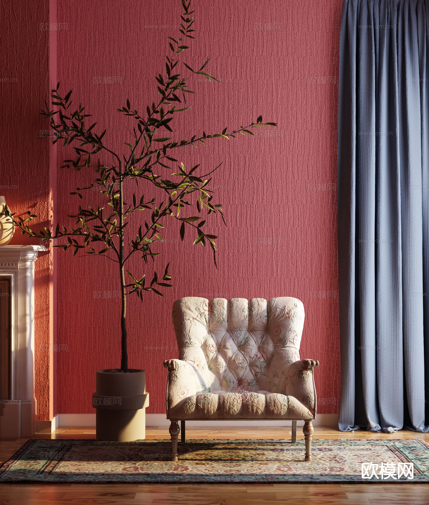 美式休闲沙发3d模型下载