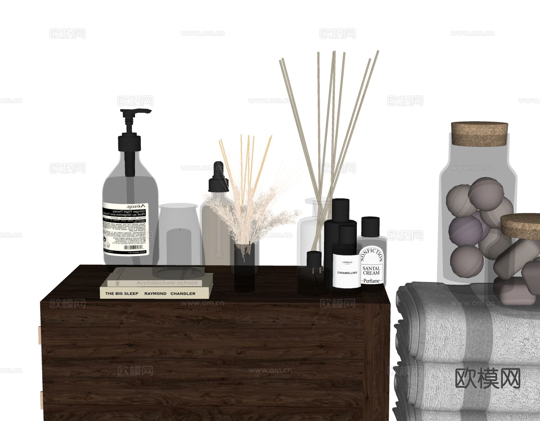 现代卫浴摆件 洗漱用品 化妆品 洗护用品su模型下载（渲染图1）